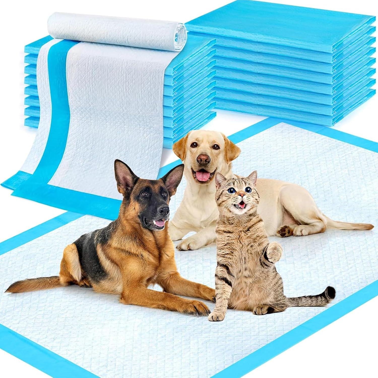Pet Pee Pads, Puppy Potty Training Pet Mats 40Pcs 60X60 Cm Dog Pads Extra Large Super Absorbent & Leak-Free Pee Pads for Dogs, Cats, Rabbits (L) image number 5