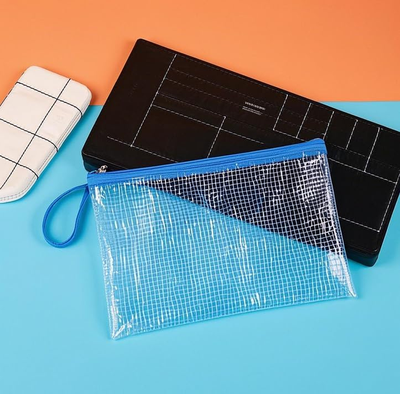 10 Pack A5 Zipper File Bags Zippered Waterproof PVC Pouch Plastic Zip Document Filing Folder for School, Office Supplies, Cosmetics, Travel Storage and Home Organize