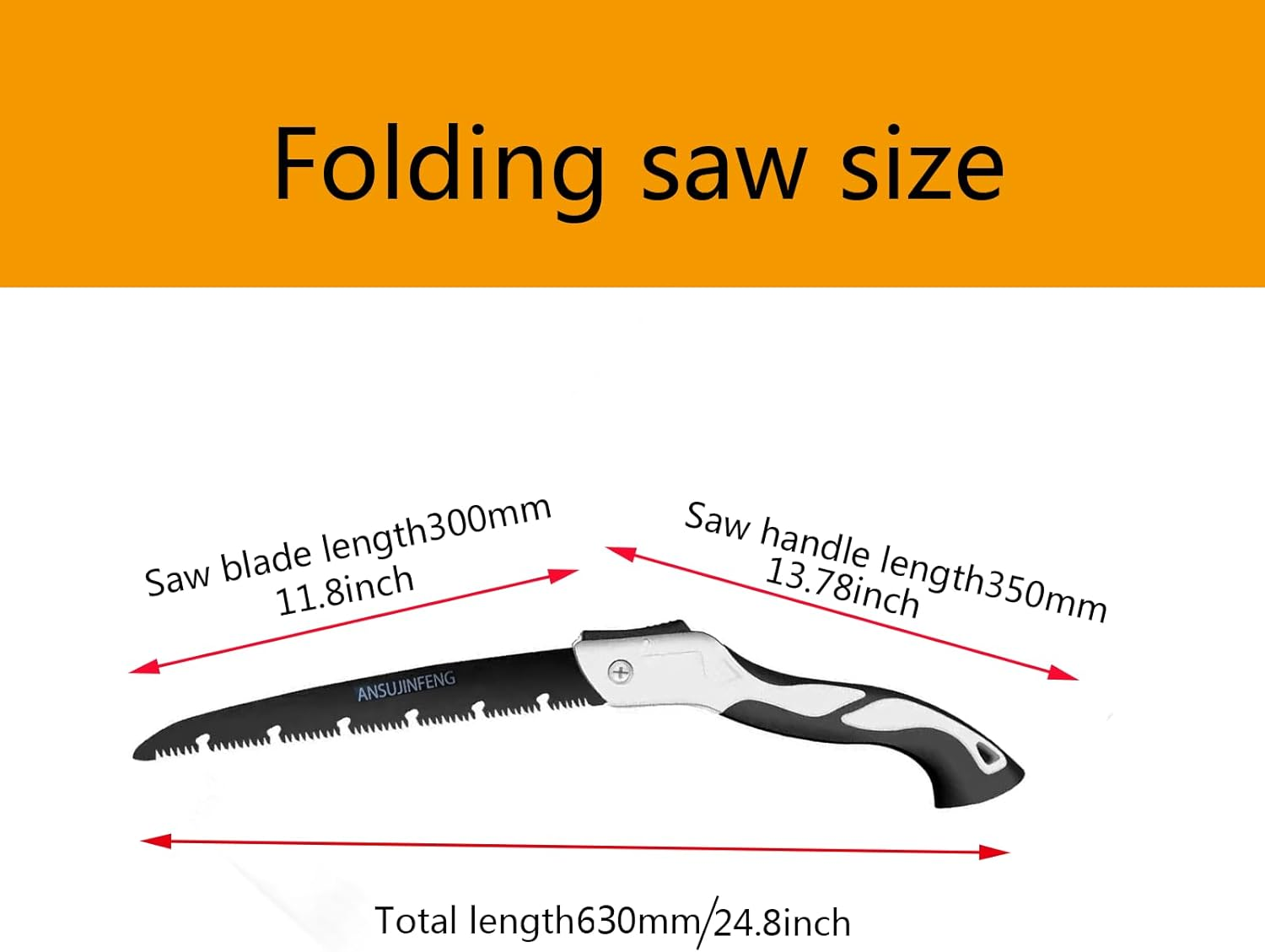 Folding Pruning Saw, 24.8-Inch Advanced Folding Hand Saw, Manual Folding Saw with Safety Lock, Portable Folding Hand Saw for Garden or Tree Pruning, Camping, Woodworking, Etc. image number 5