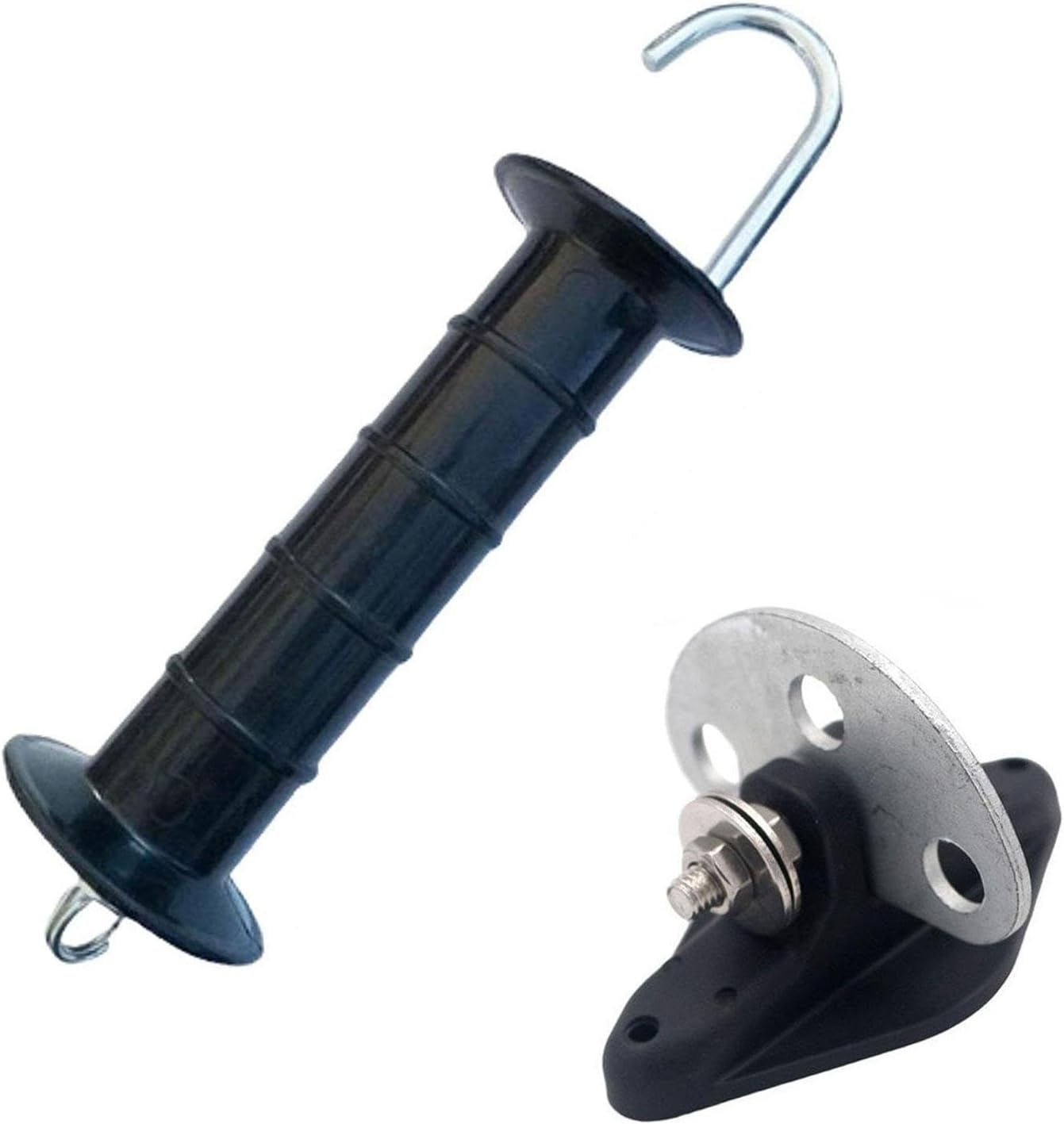 Fence Gate Handle for Electric Fences, Anchor Kit for Ranch and Farm, Black