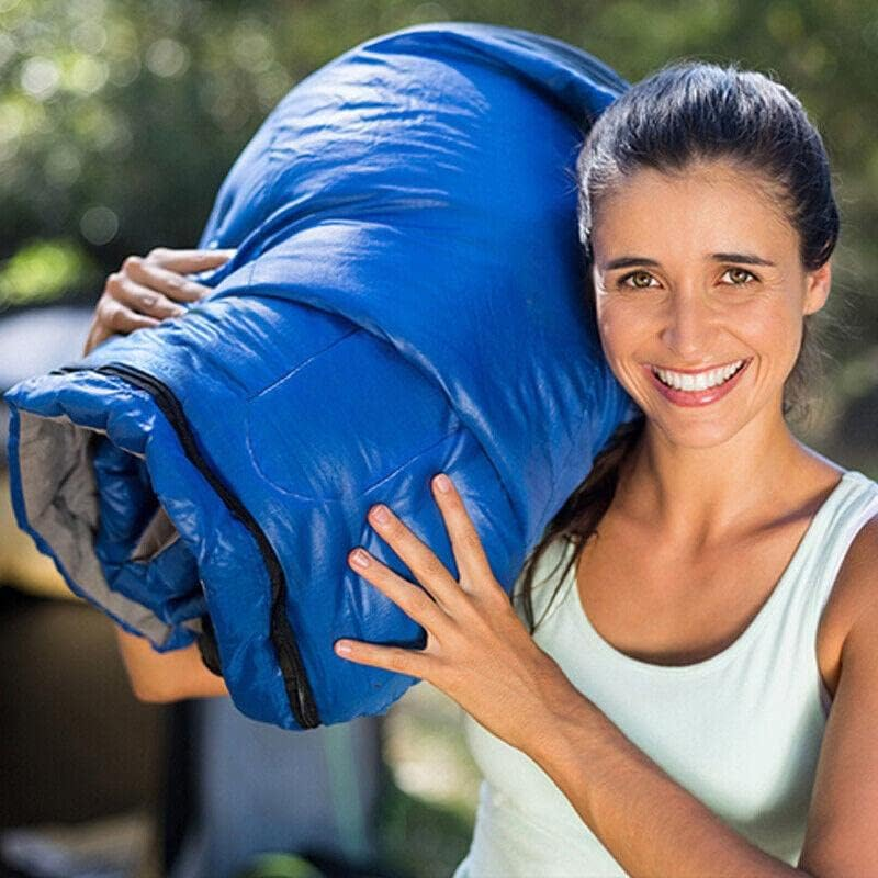 AIMALL 82.7X29.5 Inches Single Outdoor Sleeping Bag for Camping and Hiking, Winter Thermal with Drawstring Hood, Water-Repellent and Lightweight, Blue image number 2