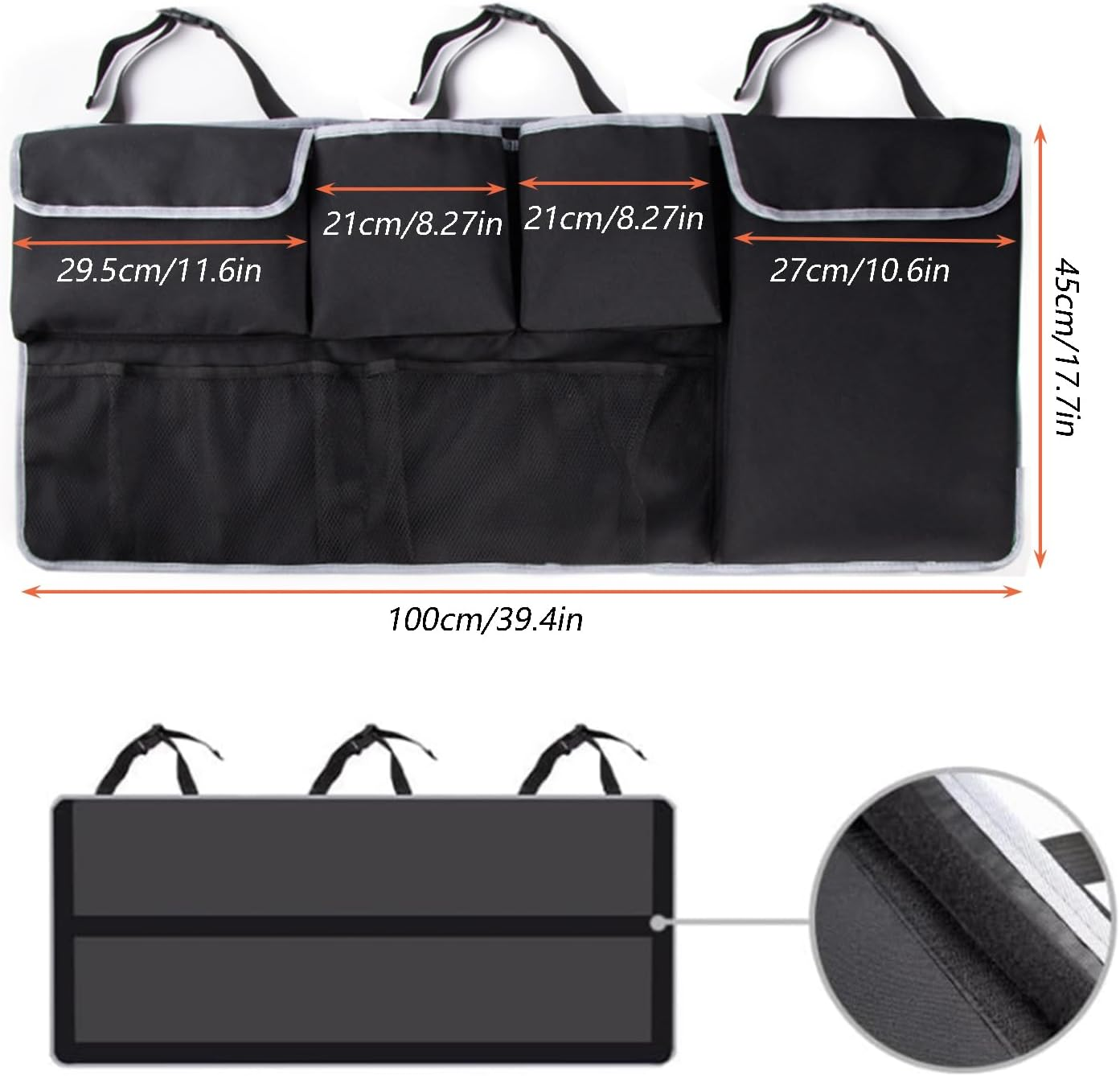 Taicols Car Trunk Organizer I Sport Touring Carbon Edition SUV - Spacious Storage, Backseat Hanging Bag, Tissue Holder, Car Trunk Organizer Backseat Hanging Storage Bag, Universal Car Accessories image number 2