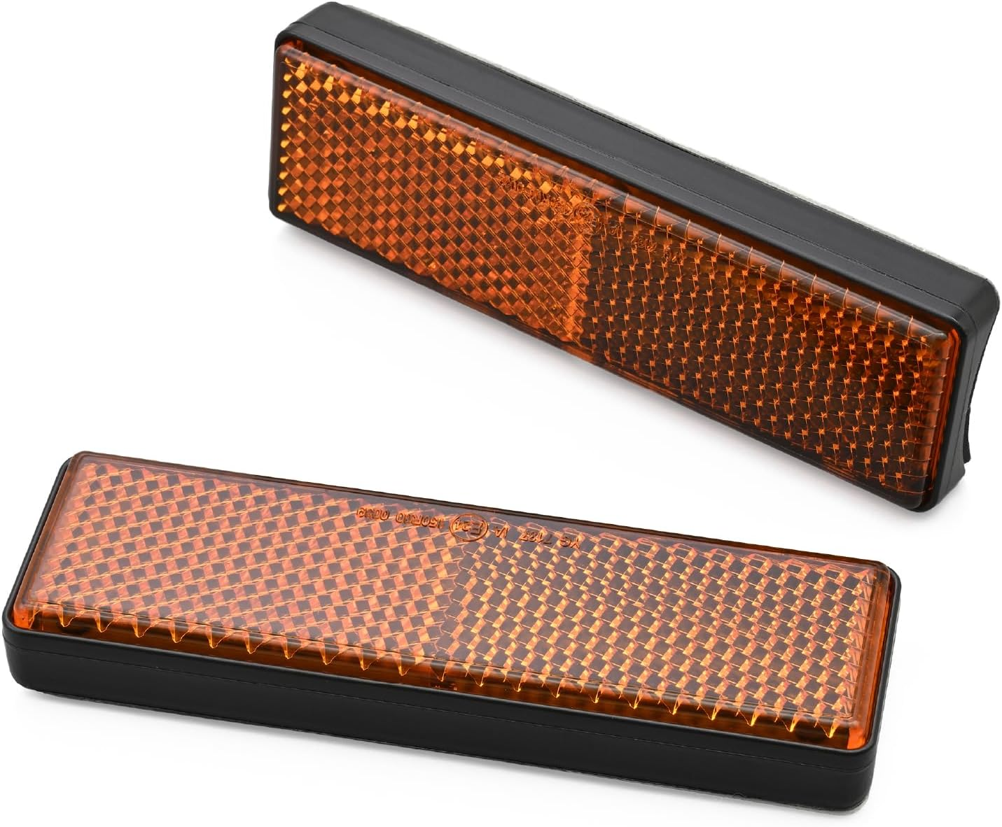 Daytona 48498 Motorcycle Reflector, for Vehicle Inspections, Side Front, Universal Reflector, round Corner, Double-Sided Tape, Fork Mount, Amber