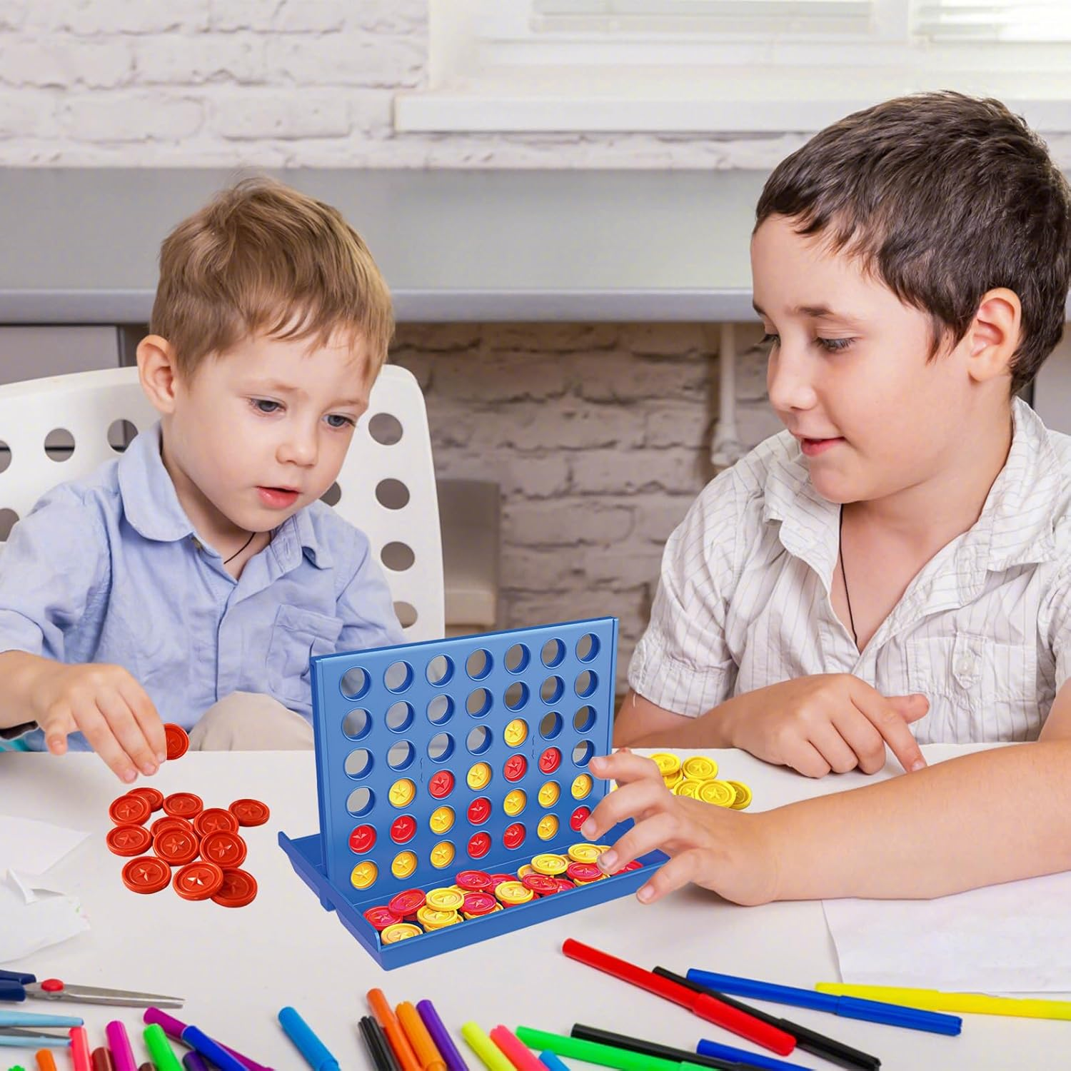 Connect Game for Kids,4 Wins Classic,Four Wins Travelling Games,4 in a Row,Strategy Game for 2 Players,Educational Toy Gifts Suitable for Children image number 1