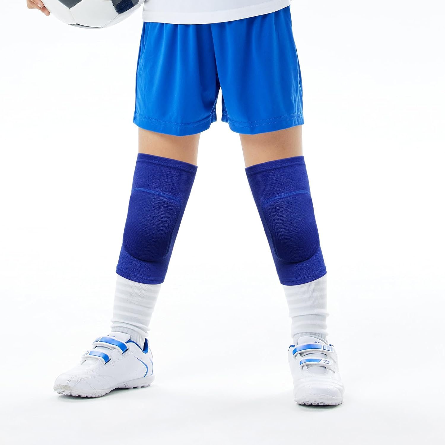 Obmwang 2 Pieces Volleyball Accessories Including Volleyball Knee Pads and Arm Sleeves with Protection Pads and Thumb Hole for Women Girls Teens (Blue) image number 4