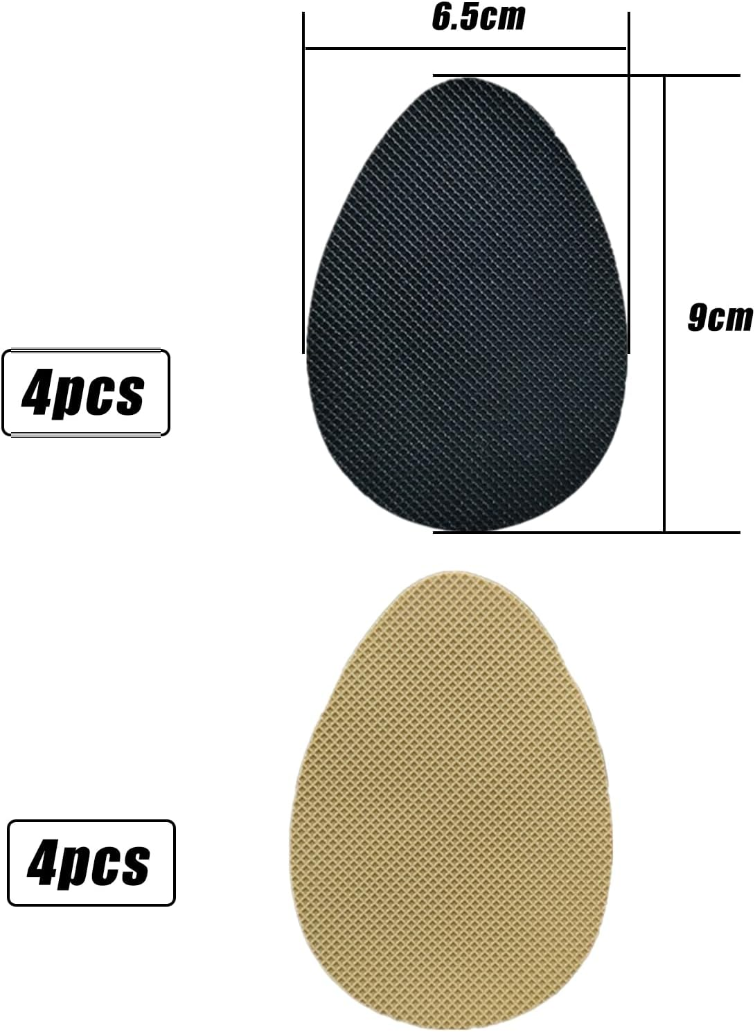 Non-Slip Shoe Pads Self-Adhesive Anti-Slip Sole Sticker Protector - Premium Odorless Silicone Non Skid Grips for High Heels with Heel Grips, 4 Black and 4 Beige, 2.5X3.5X0.06 Inches image number 2