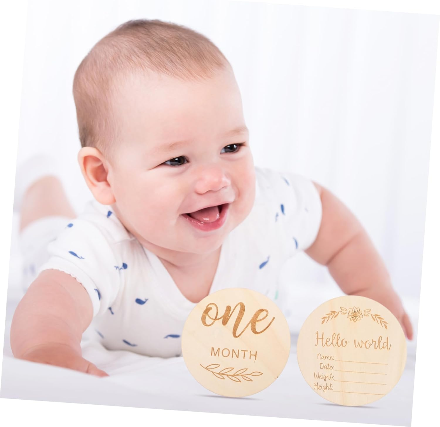 12Pcs Wooden Milestone Signs Monthly Milestone Cards for Photoshoot Newborn image number 1