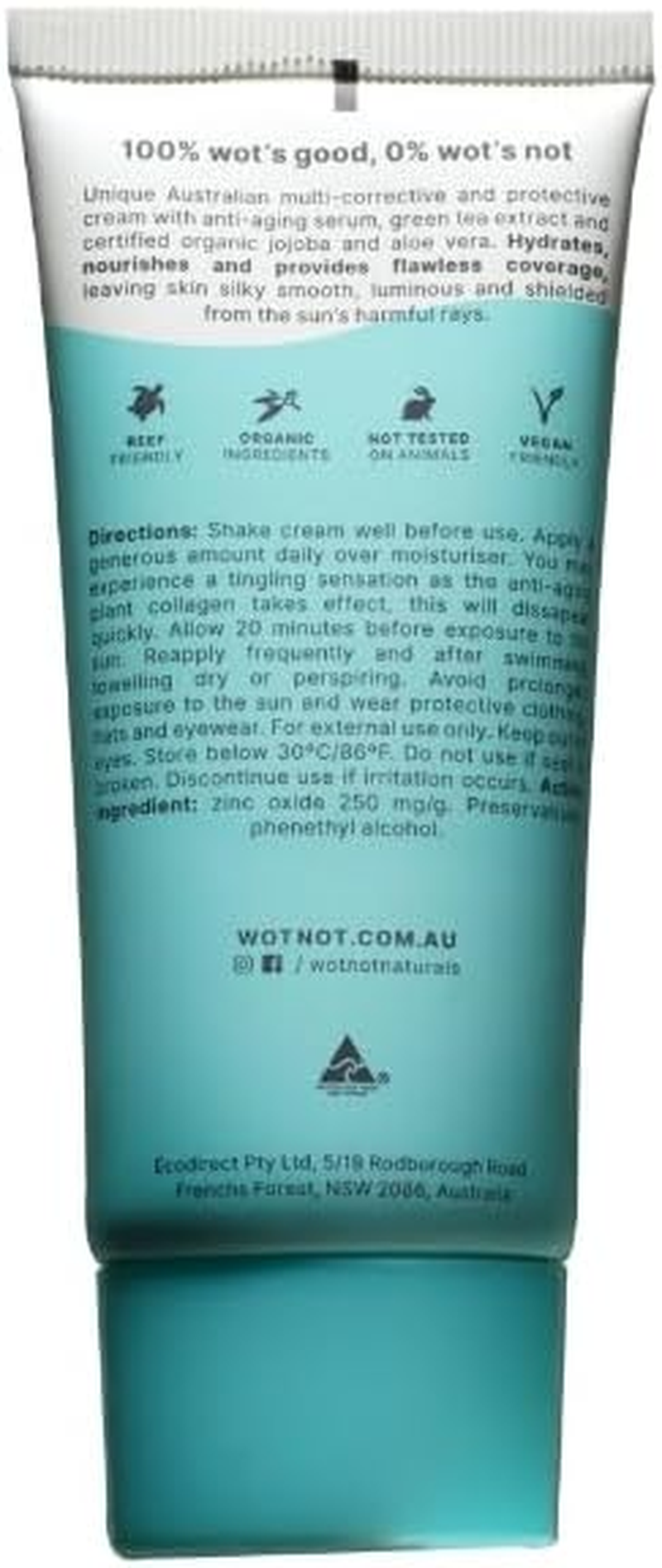 Wotnot Natural Zinc Face Sunscreen SPF 50 &ndash; BEIGE BB Cream Shade, Mineral Daily Sun Protection with Coverage, Flawless Matte Finish, Reef Safe, Vegan, Hydrating & Non-Comedogenic