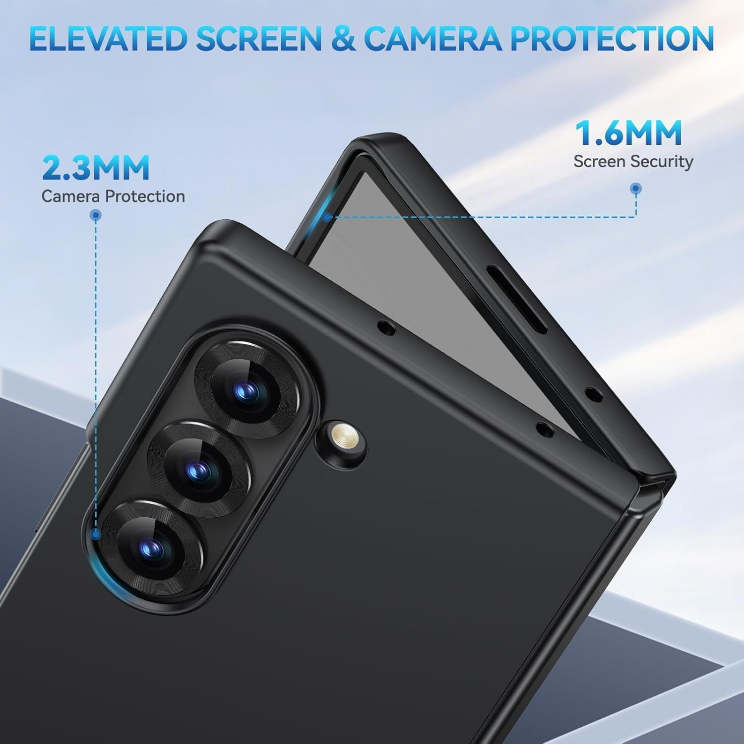 ELEPIK for Samsung Z Fold 4 Case, [Built-In Privacy Screen Protector] [Hinge Protection] [Wireless Charging] Military Grade Protection Slim Stylish Phone Case for Samsung Galaxy Z Fold 4 5G, Black image number 1