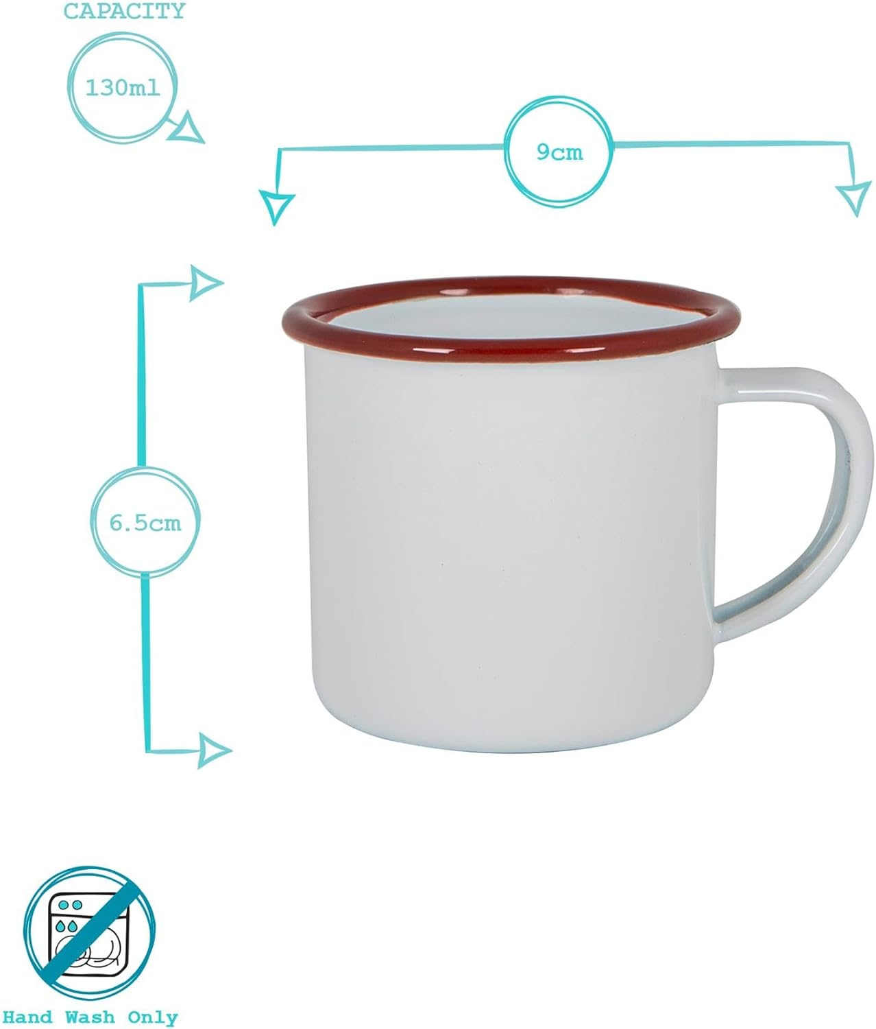 Argon Tableware Espresso Cups - 130Ml - Pack of 6 - Red Small Metal Insulated Coffee Mugs Lightweight Camping Cups for Drinking Tea, Hot Chocolate, Coffee - Black image number 7