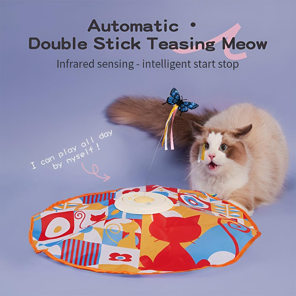 Cat Interactive Toys Intellisense 3-In-1 Rechargeable Motion Activated for Indoor Cats, Long Lifetime Motor Cat Chasing Toy for Exercise/Moving Butterfly/Feather Wand image number 4
