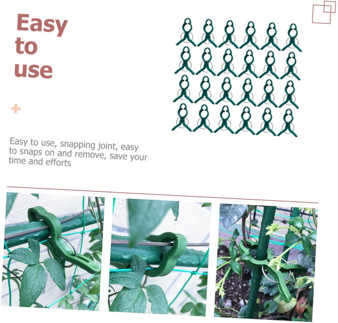 MINAOLULUS 60Pcs Plant Clips and Tomato Clips Set for Gardening Large Green Plastic Garden Plant Support Clamps for Vines Flowers and Vegetable Stems image number 4