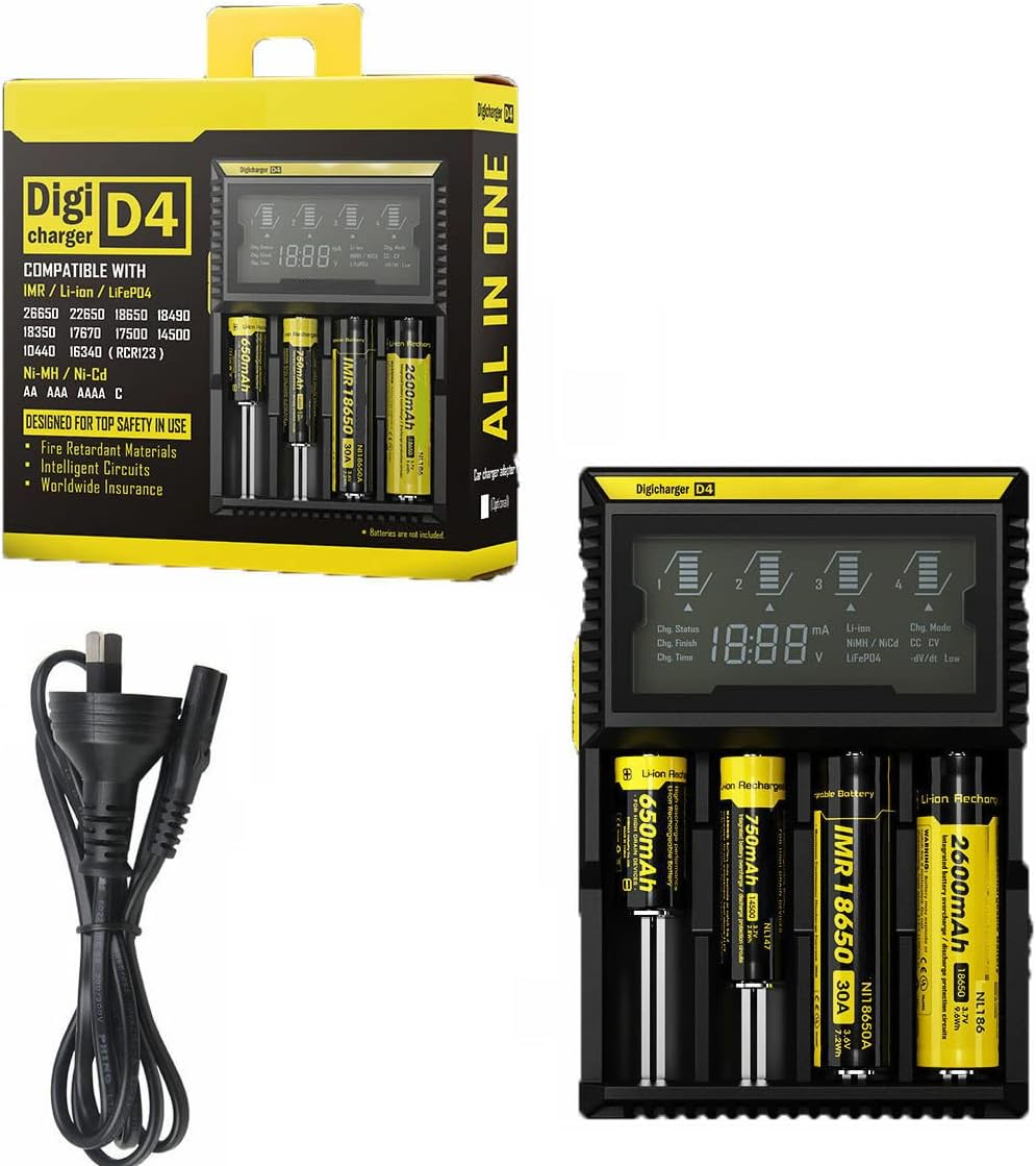 EZONEDEAL D4 Intelligent Digital LCD 4-Slot Universal Smart Battery Charger-Black image number 2
