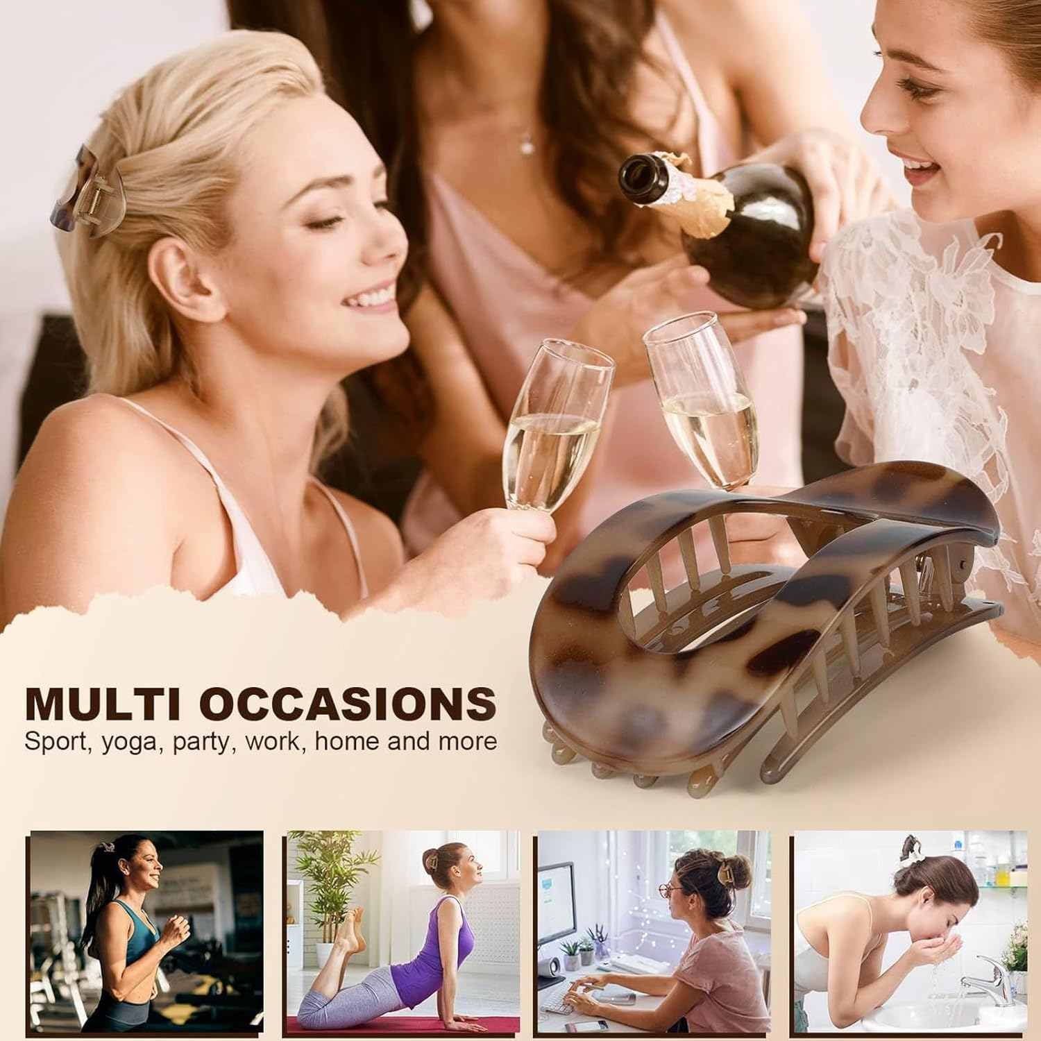 8 PCS Flat Hair Clips French round Lay down Hair Claw Clips for Women Girls Strong Hold Hair Barrettes for Thick Thin Hair Comfortable Curved Flat Clips for Lying Driving and More image number 5