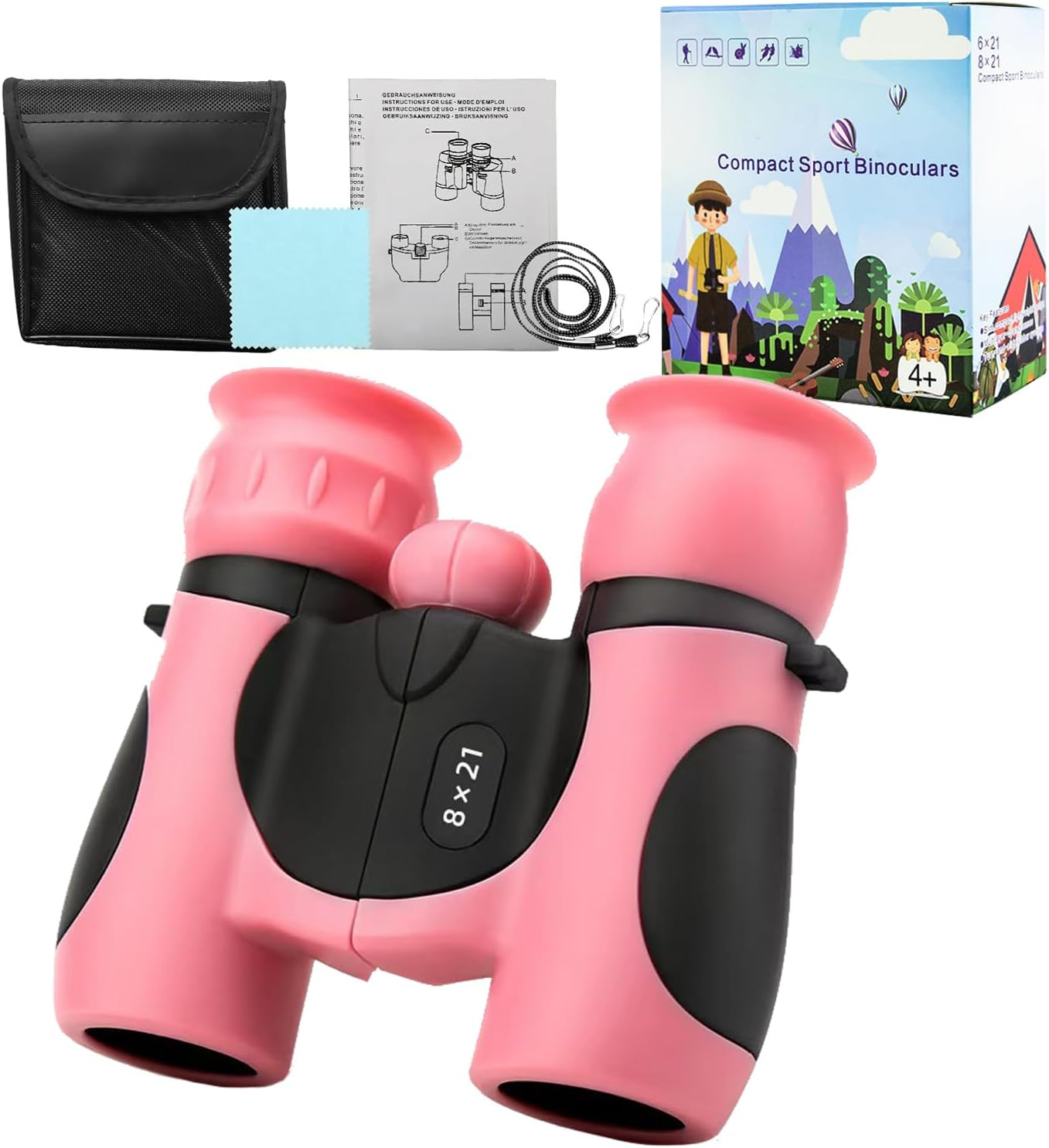 Binoculars for Kids, Durable Toy Binoculars for - Perfect Binoculars for Boys & Girls, Outdoor Exploration, Bird Watching & outside Play Hiking(Pink)