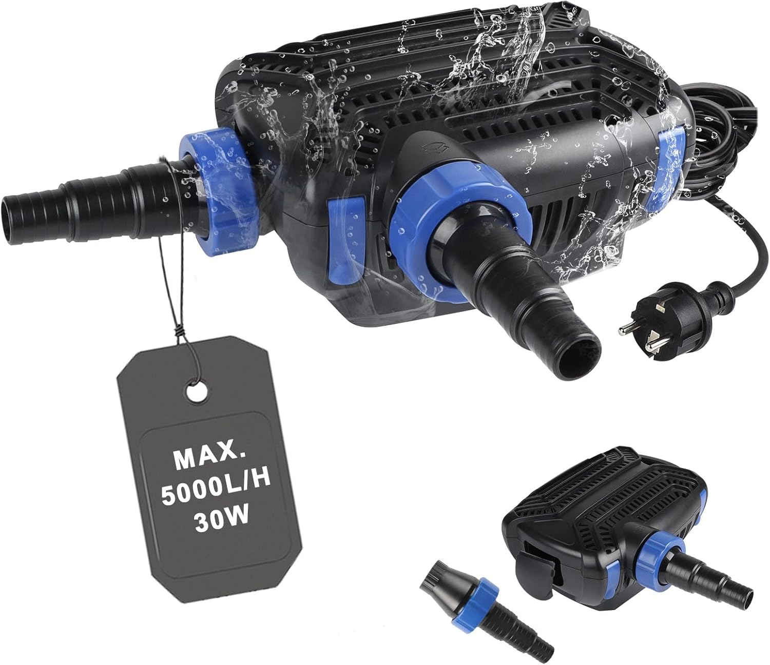 Super ECO Pond Pump 10W Max 3000L/H Outdoor Fountain Pump Aquarium Pump Submersible Pomp Fountain Water Pomp with Filter & Cable 10 M Saving Pump for Swimming Pools, Streams, Pond