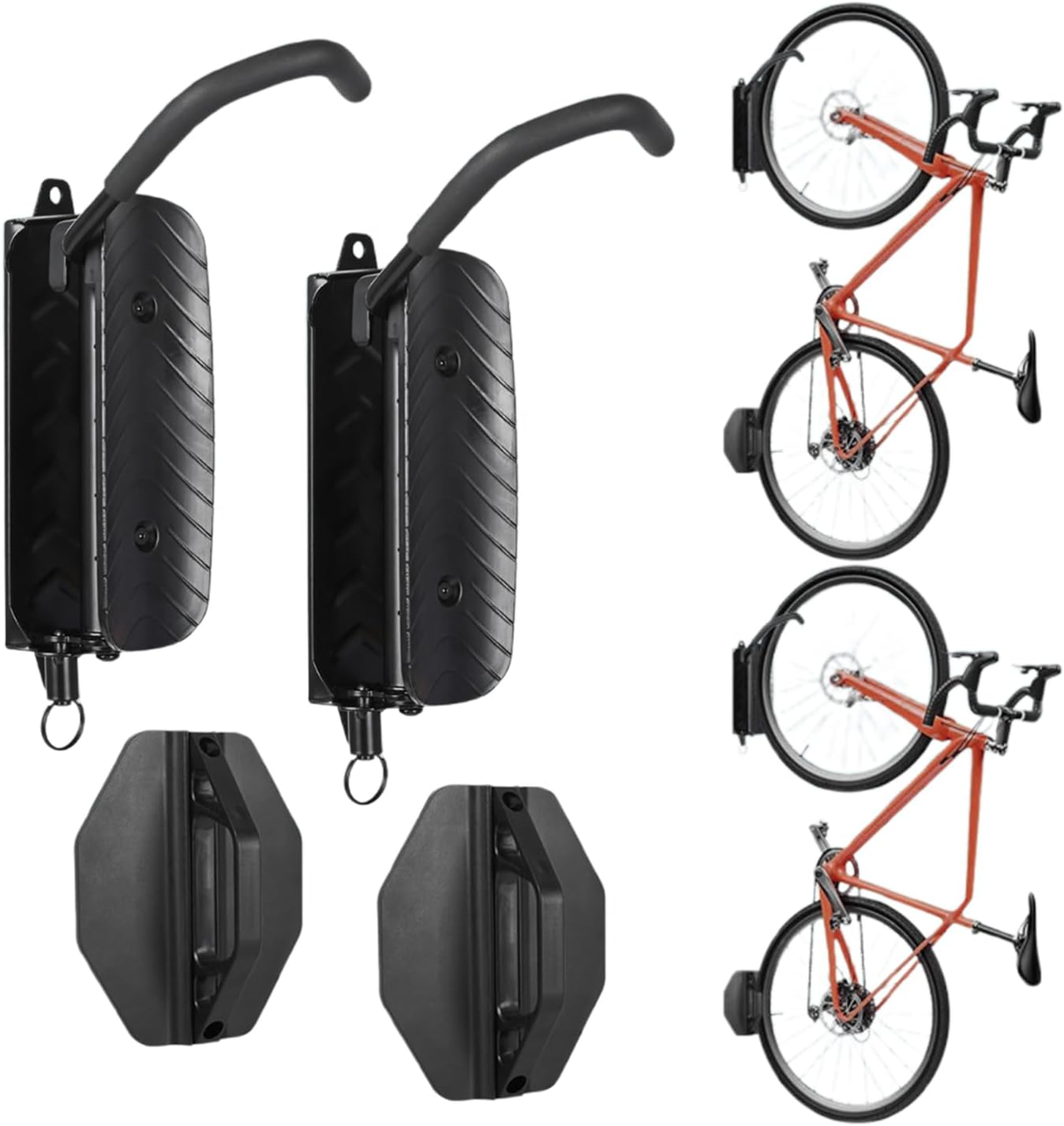 Uandhome Swivel Bike Wall Mount Rack,Bike Wall Hanger for Garage,Wall Mount Bike Rack Bicycle Storage,Bike Rack Vertical Bike Rack Holder Hanger Hook for Indoor Adjustable Angle Swivel Design (2 Pcs)