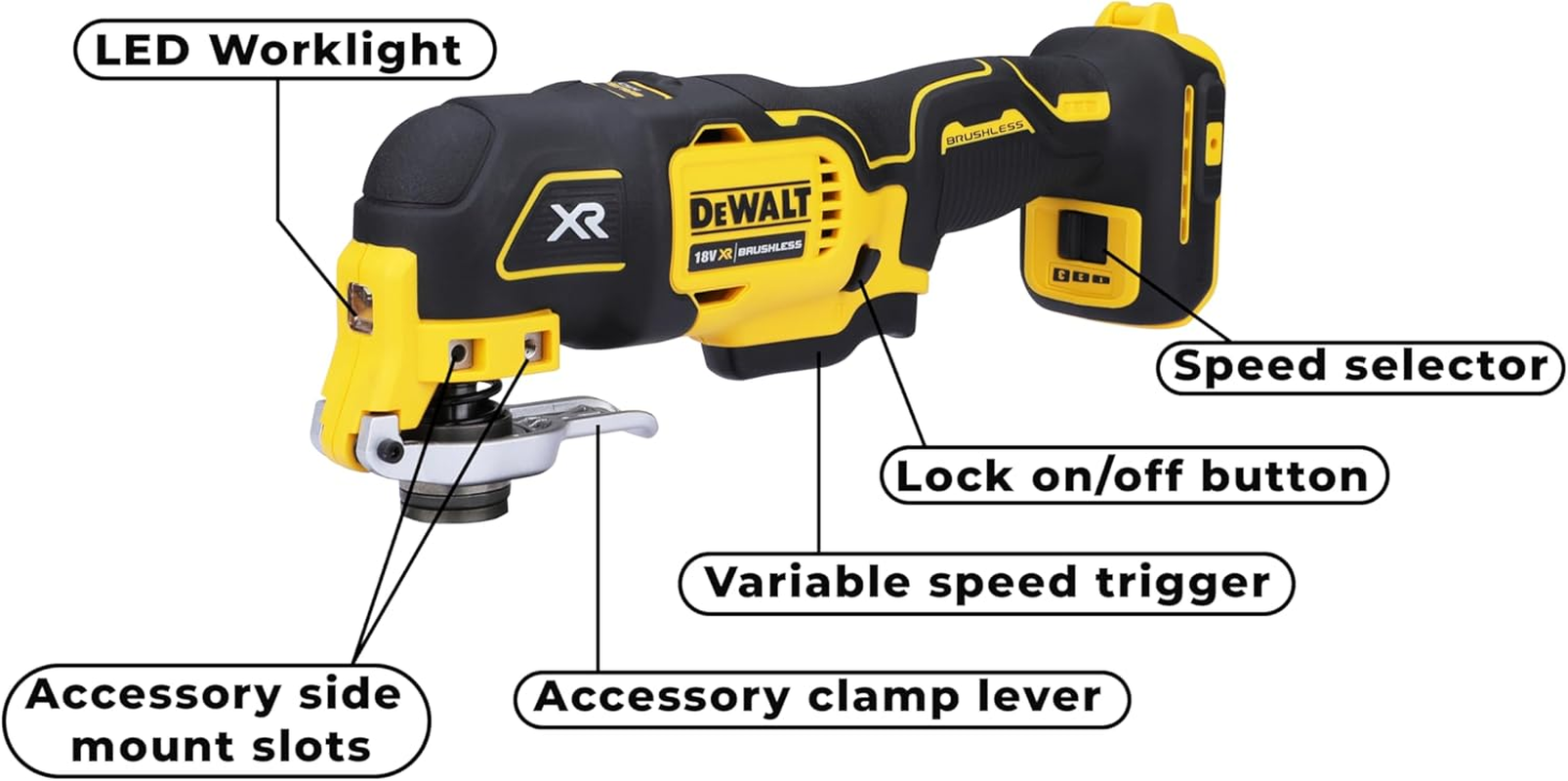 Dewalt DCS356N-XJ 18V XR Li-Ion Cordless Brushless Multi Tool with Speed Selector - Skin Only