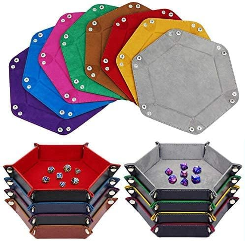 K.T. Fancy Dice Tray 8 Pieces Folding D&D Dice Tray Dice Holder Storage Box for Dice Rolling Tray PU Leather and Velvet image number 5