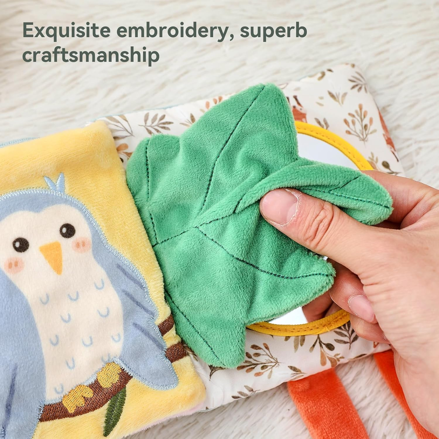 EERKEOD Baby Cloth Book Toys Montessori Baby Book Toy Animal Sensory Stroller Toy Non-Toxic Crinkle Washable Early Education for Baby Infant Toddler image number 3