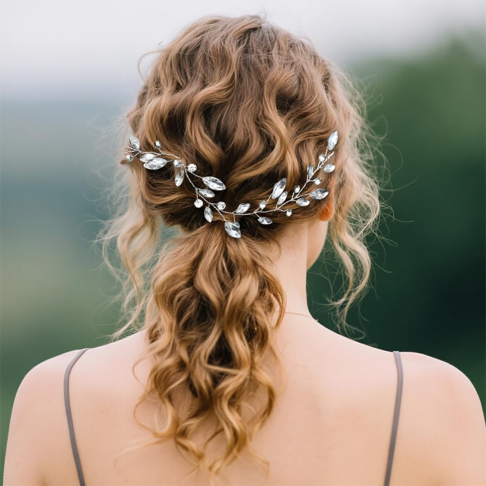 XFSRG Hair Accessories Women'S Wedding Vine Crystal Headband Rhinestone Headband Elegant Headband Hair Tendril for Bride and Girls image number 2