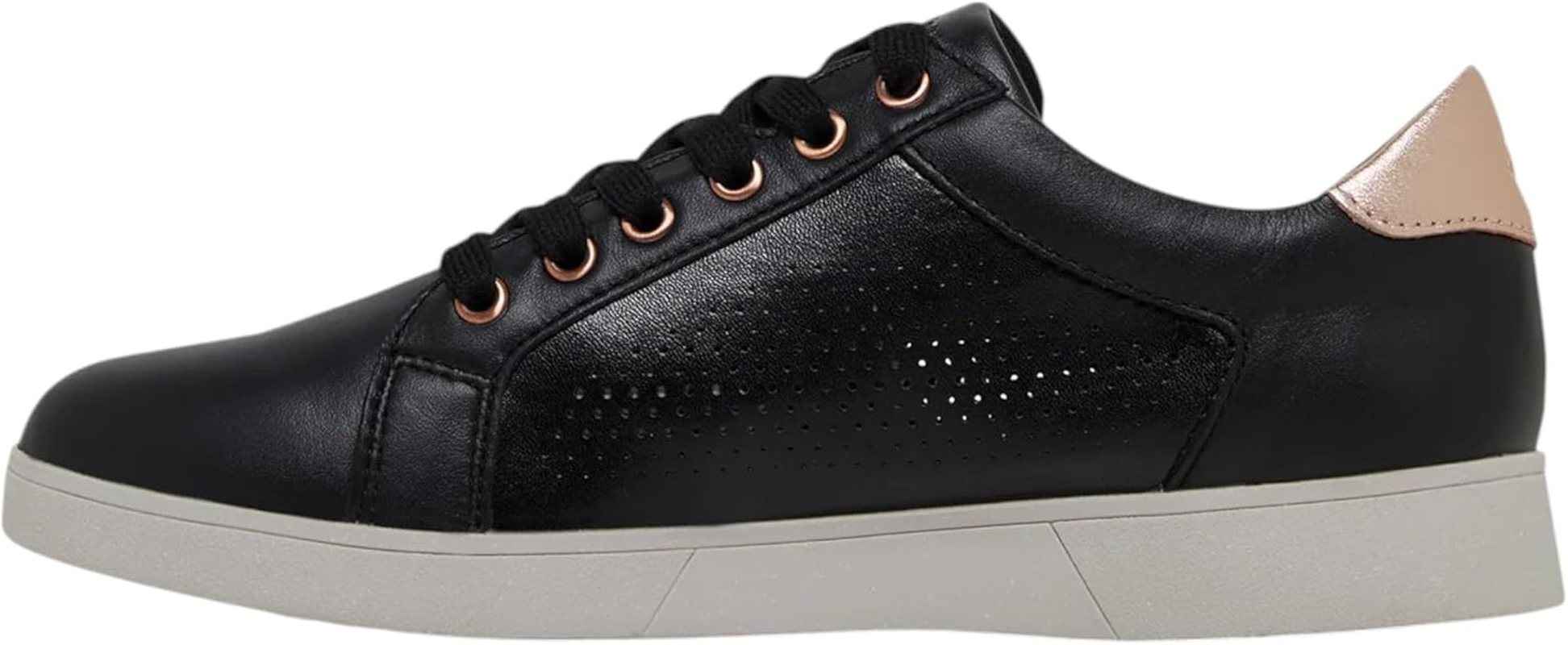 Hush Puppies Womens Mimosa Perf Ladies Sneakers Zip Black Casual Lace up Shoes 8.5 Black/Copper