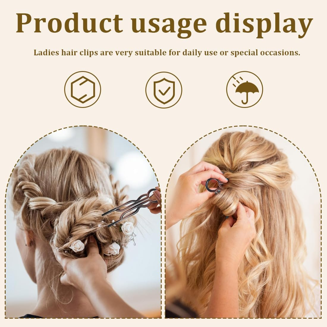 VYIBPDY Pack of 8 French Hair Pins, Hairpin Fi0Na, Hairpin, French Twist Hair Pins, Hair Accessories, Bobby Pins image number 5