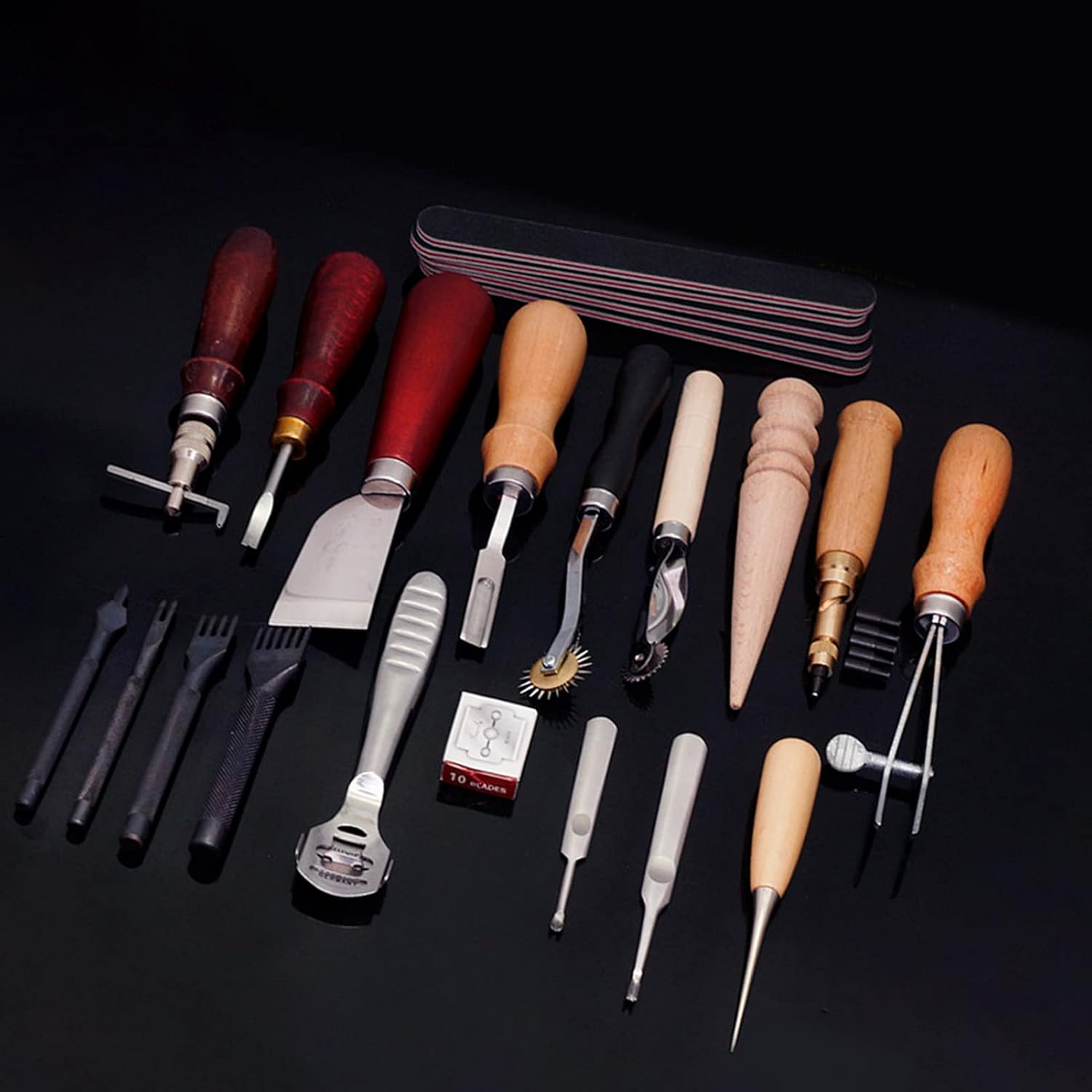Gugxiom 19PCS Leather Working Tools, Leather Tools for Leather Craft Processing, Leather Carving Tools for Beginners, for DIY, Handmade Crafts image number 5