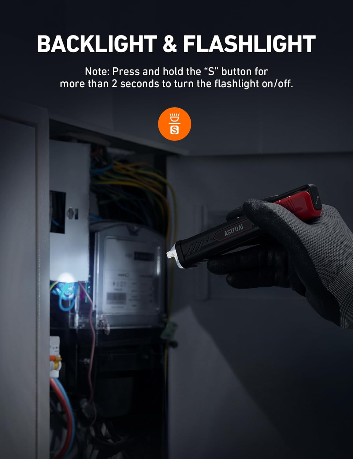 Astroai Non-Contact Voltage Tester 12V with Torch, Voltage Tester Pen with LCD Percentage Display, Wire Breakpoint Finder, Buzzer Alarm, Live Wire Tester with Screwdriver image number 6