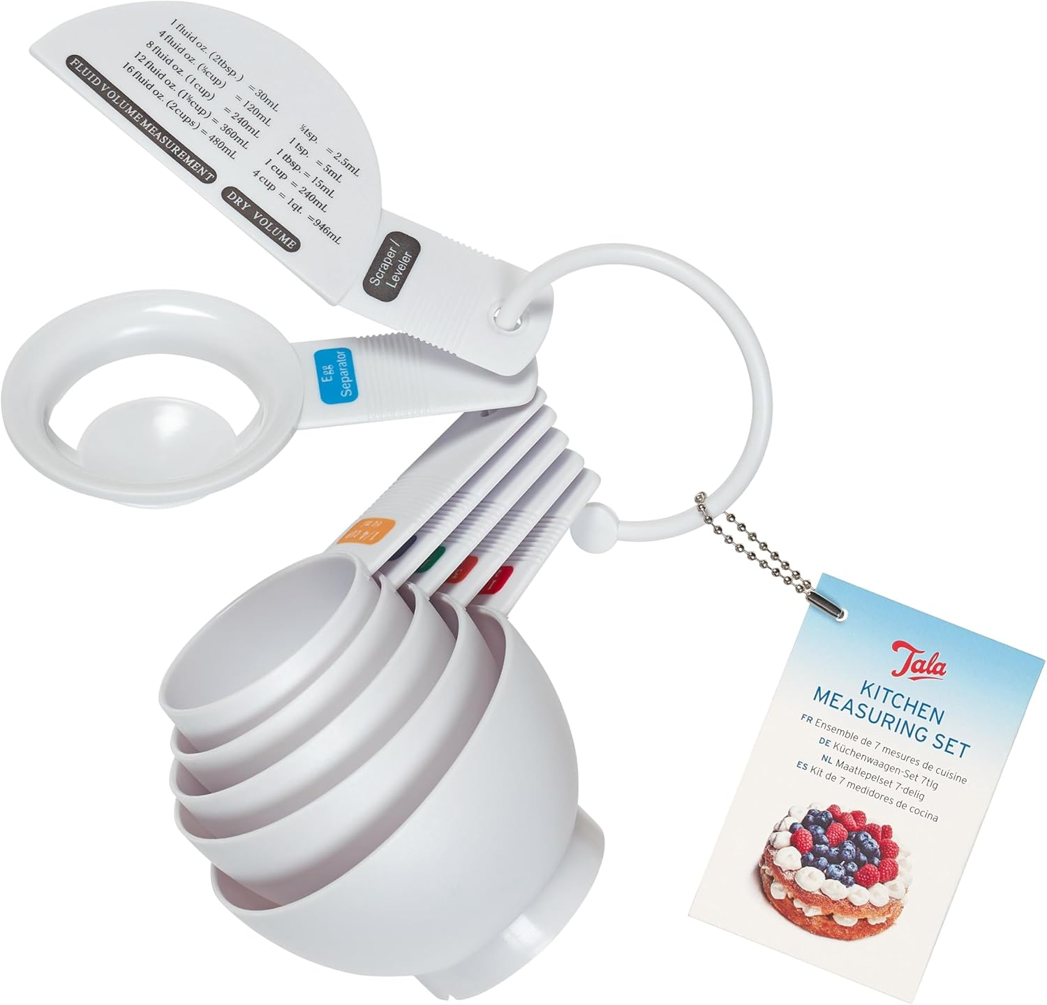 Tala Kitchen Measuring Set, Plastic, Contains 7 Measuring Cups Including 1 Cup/240Ml, 3/4 Cup/180Ml, 1/2 Cup/120Ml, 1/3 Cup/78Ml, 1/4 Cup/60Ml, White image number 5