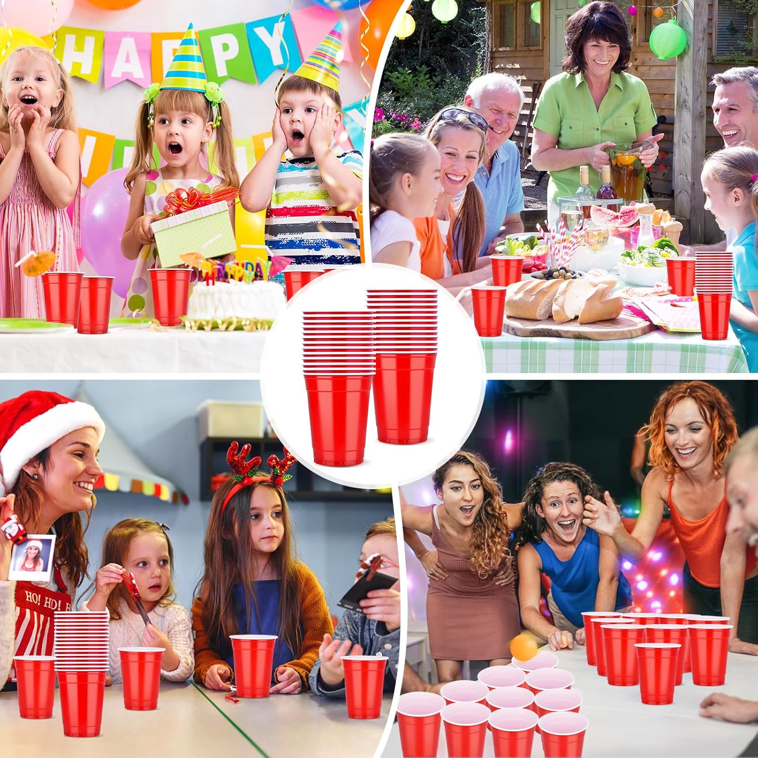 12Oz Red Plastic Party Cups: 50Pack Reusable Blank Plastic Cups, Food-Grade Party Cold Drink Plastic Cups, Red Cups for Parties, Weddings, Events or DIY Projects image number 3