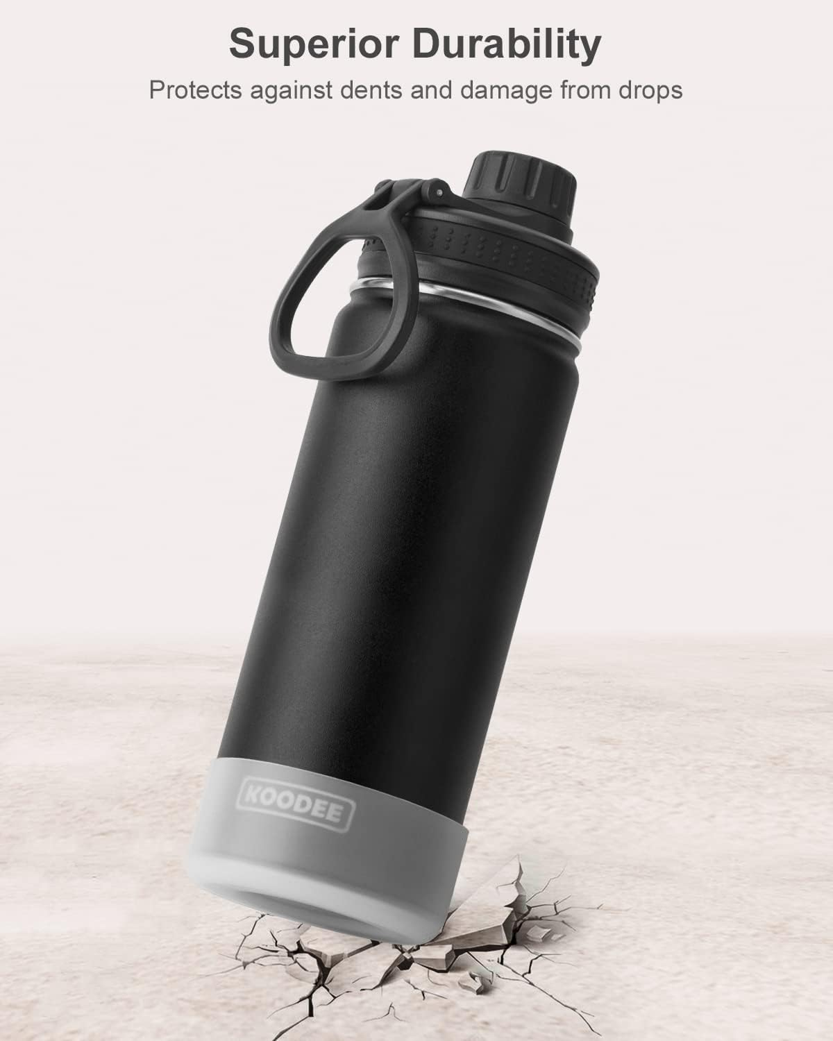 Koodee 2 Pack Water Bottle 530Ml Stainless Steel Vacuum Insulated Sports Water Bottle for Girls and Boys, BPA Free Leakproof (18Oz Canyon Red-Black) image number 3