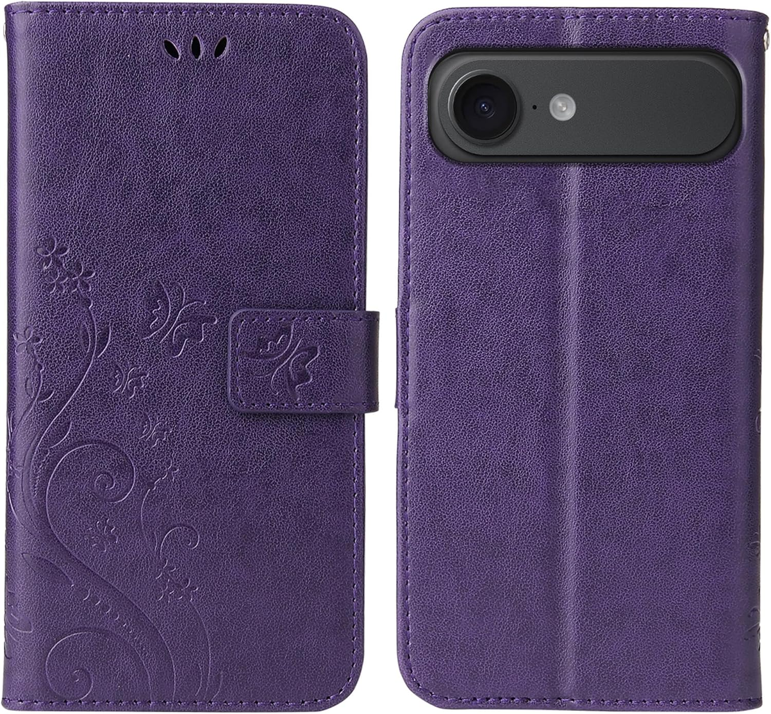 LBH Mobile Phone Case Compatible with Apple Iphone 17 Air Case Butterfly Flowers Flower Stand Function Protective Case Magnetic All-Round Protection 360 Degree Flip Case Cover Purple image number 7