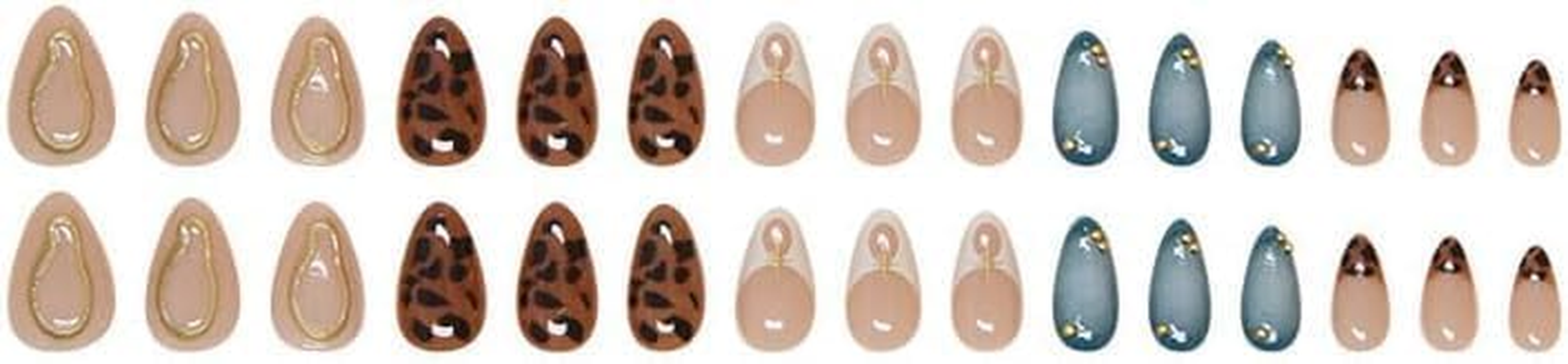 LYMCY Press on Nails French, Leopard Print 3D Irregular French Fake Nails, Artificial Nails for Women and Girls -24 Pcs image number 1