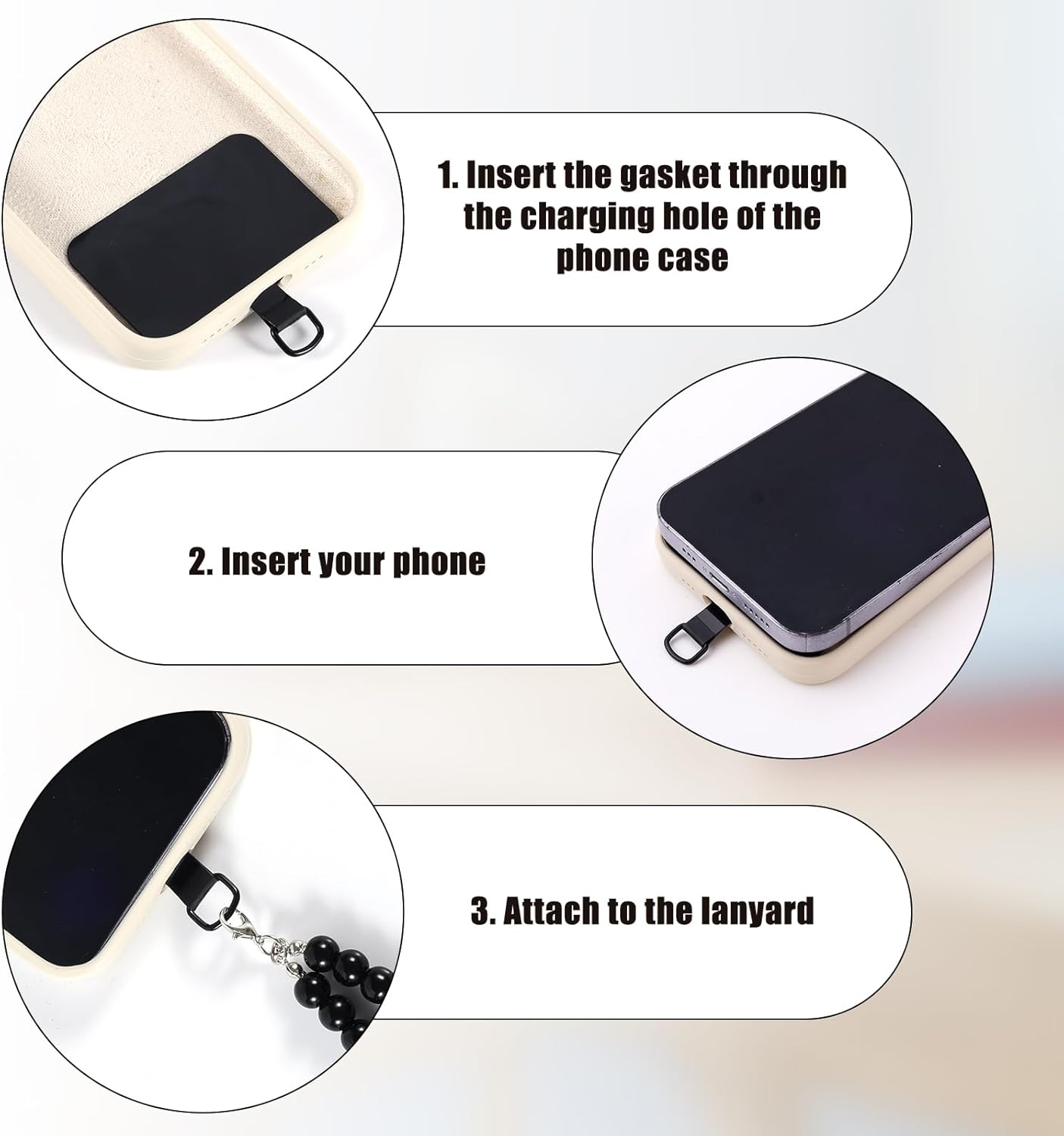 4Pcs Mobile Phone Handles, TPU Mobile Phone Lanyard Rotary 360&deg; Universal Lanyard Pad for Mobile Phone Replacement Part for Phone Belt image number 3