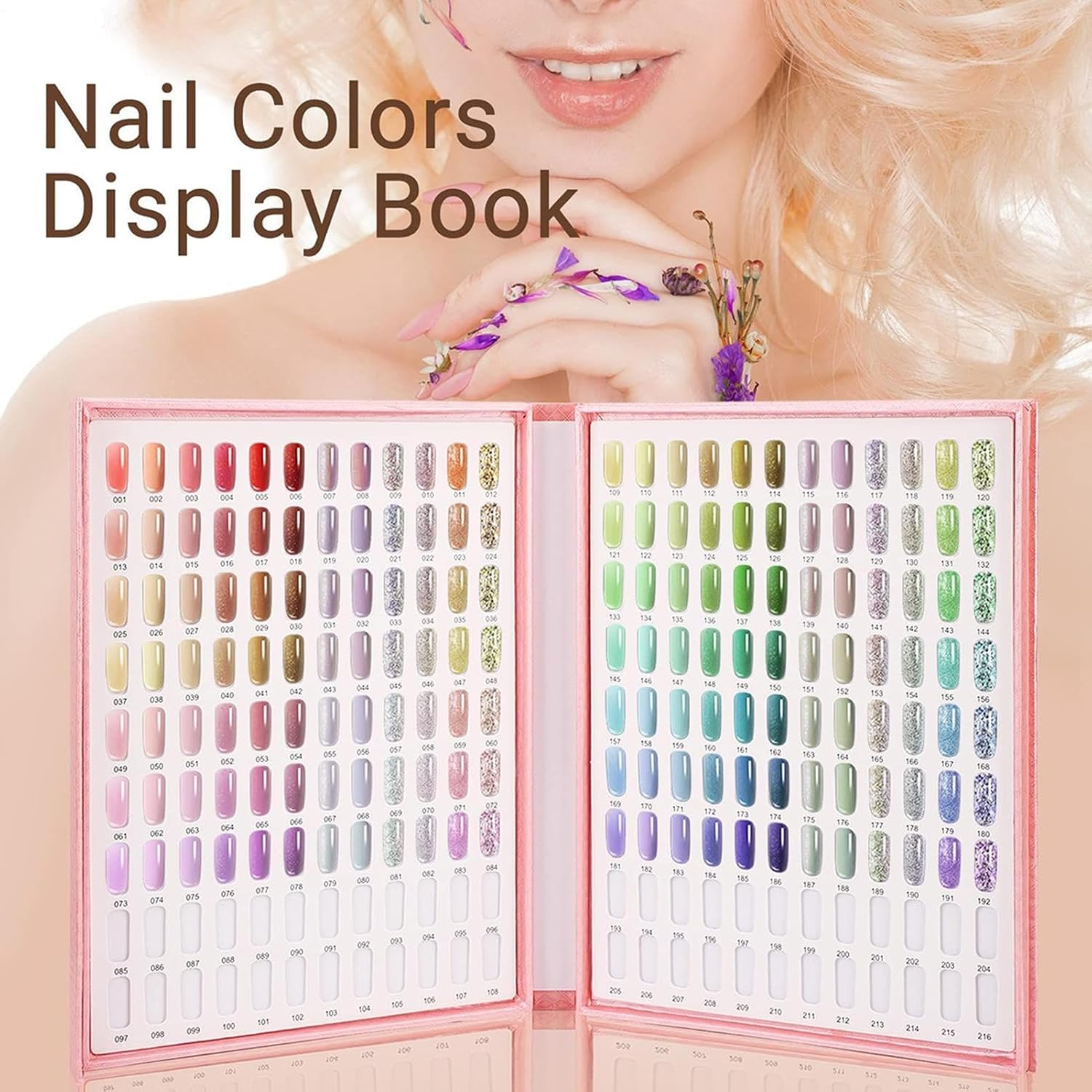 Gupcaqosjw Nail Color Display Book | Gel Polish Color Book,Showing Professional 216 Colors Portable Chart for Salon Practice Storage Women Girls Art Styling Stations image number 1