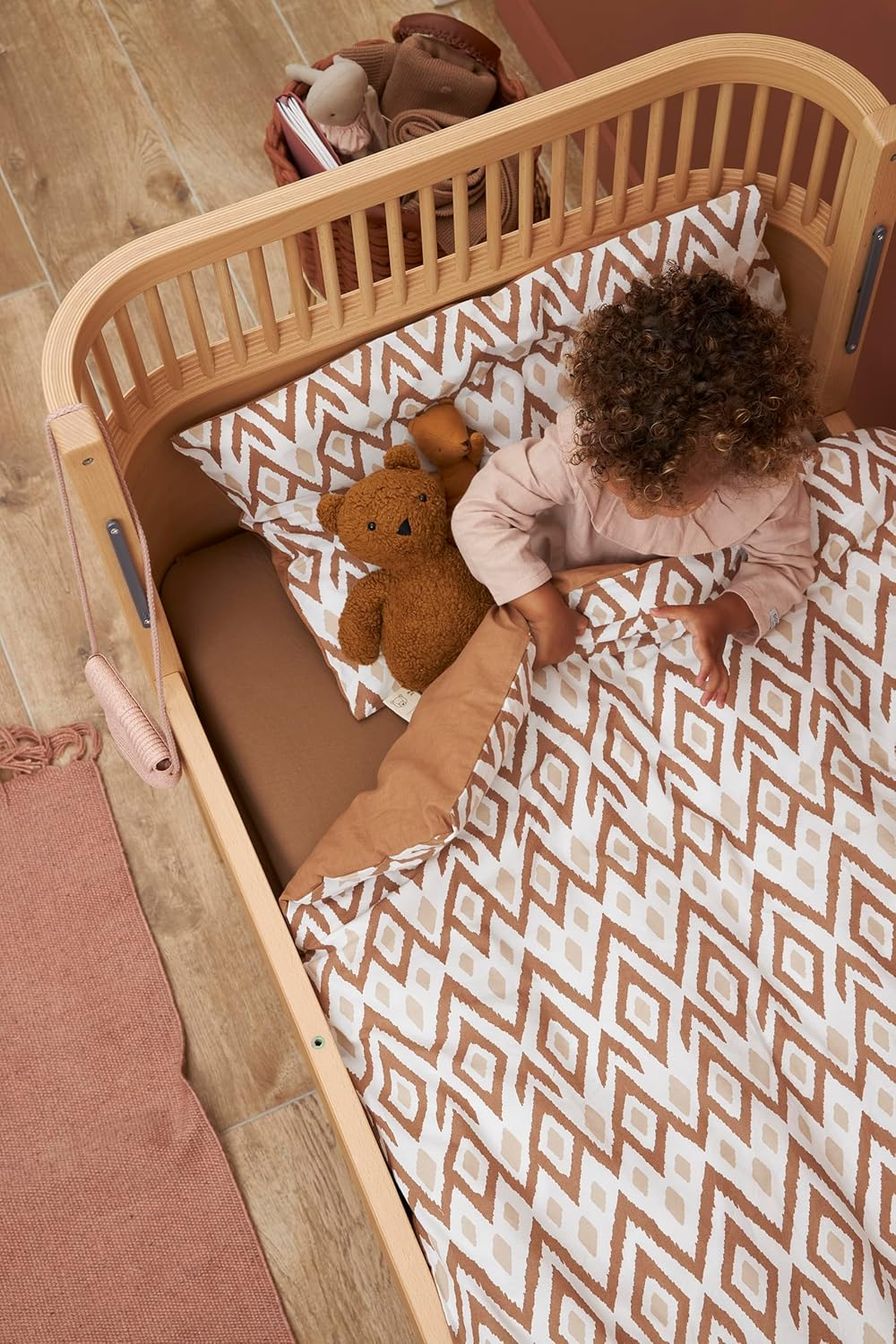Meyco Baby Bedding Ikat Junior Bed (Breathable Material, 100% Cotton Duvet Cover + Pillowcase, Machine Washable and Tumble Dry, 120 X 150 Cm), Sand/Toffee image number 2