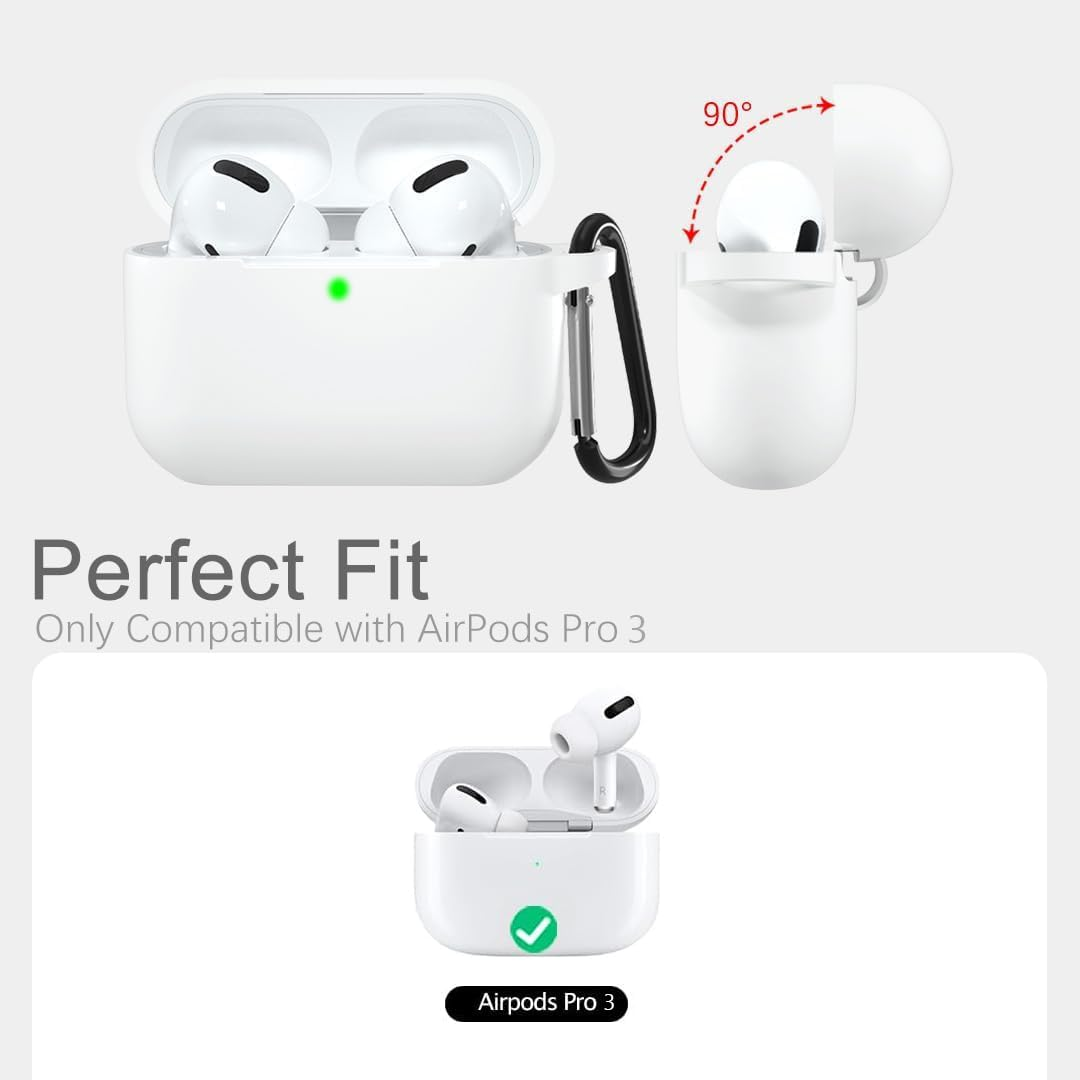 Rorupopo for Airpods Pro 3 Case,Waterproof Silicone Airpods Pro 3 Case Cover,Shockproof Full Protective Cover with Carabiner-Black - Pink image number 7