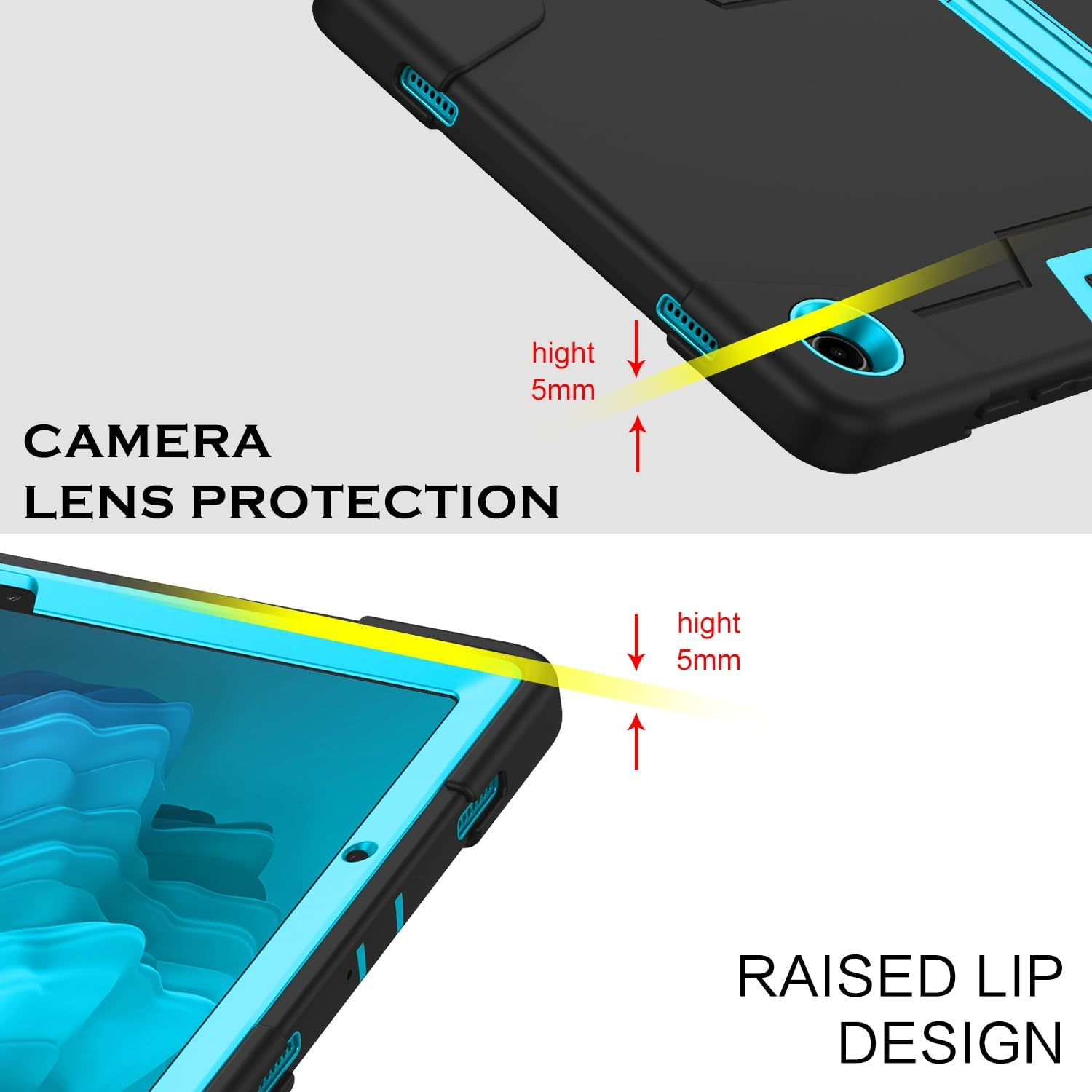 YINLAI for Samsung Galaxy Tab A9+ Case with Kickstand 11 Inch 2023 (SM-X210/X215/SM-X216), Galaxy Tab А9 plus Case for Kids, Heavy Duty Shockproof Protective Tablet Cover, Black Blue image number 3