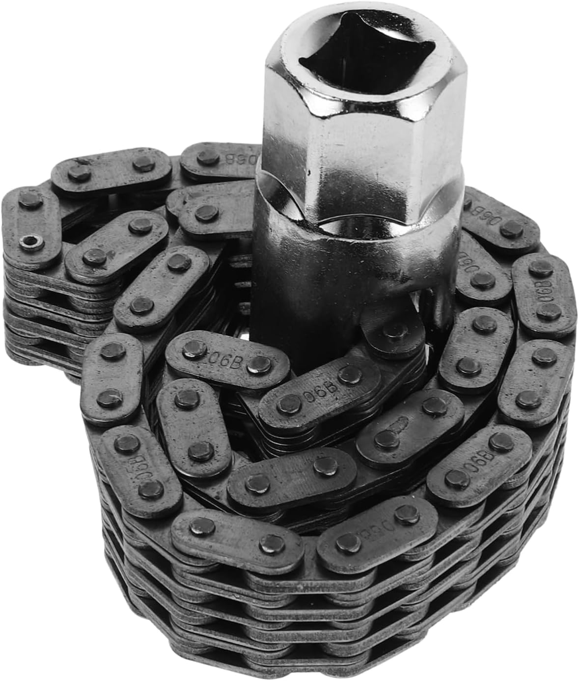 EXAOMBLE Oil Filter Wrench Double Chain Sleeve Heavy Duty 52-Link Chain Strap Wrench Automotive Oil Filter Removal Tool for Mechanics and Plumbing Equipment image number 1