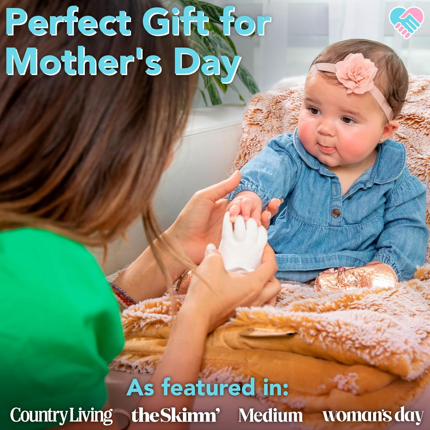 Luna Bean Deluxe Baby Keepsake Hand Casting Kit - Hand Mold Casting Kit for Infant Hand & Foot Mold - Baby Casting Kit for First Birthday, Christmas & Newborn Gifts - Includes Gold and Pearl Paint. image number 1