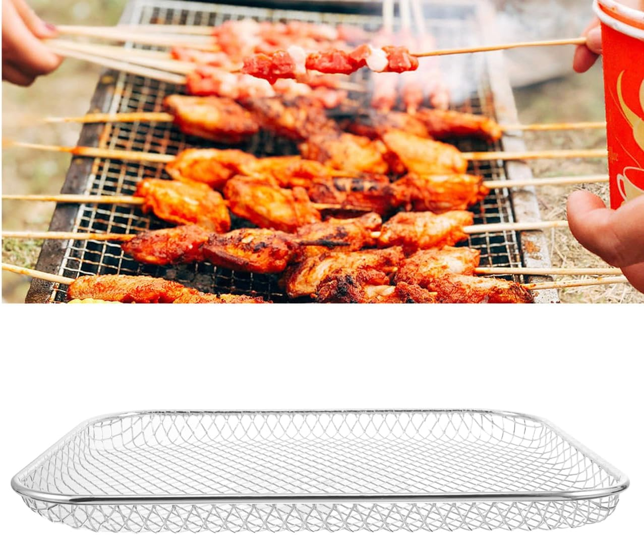 BESPORTBLE Stainless Steel Barbecue Net 304 BBQ Grill Mesh for Outdoor Cooking Versatile Grill Rack for Meat Vegetables and Nuts 23X20Cm image number 4