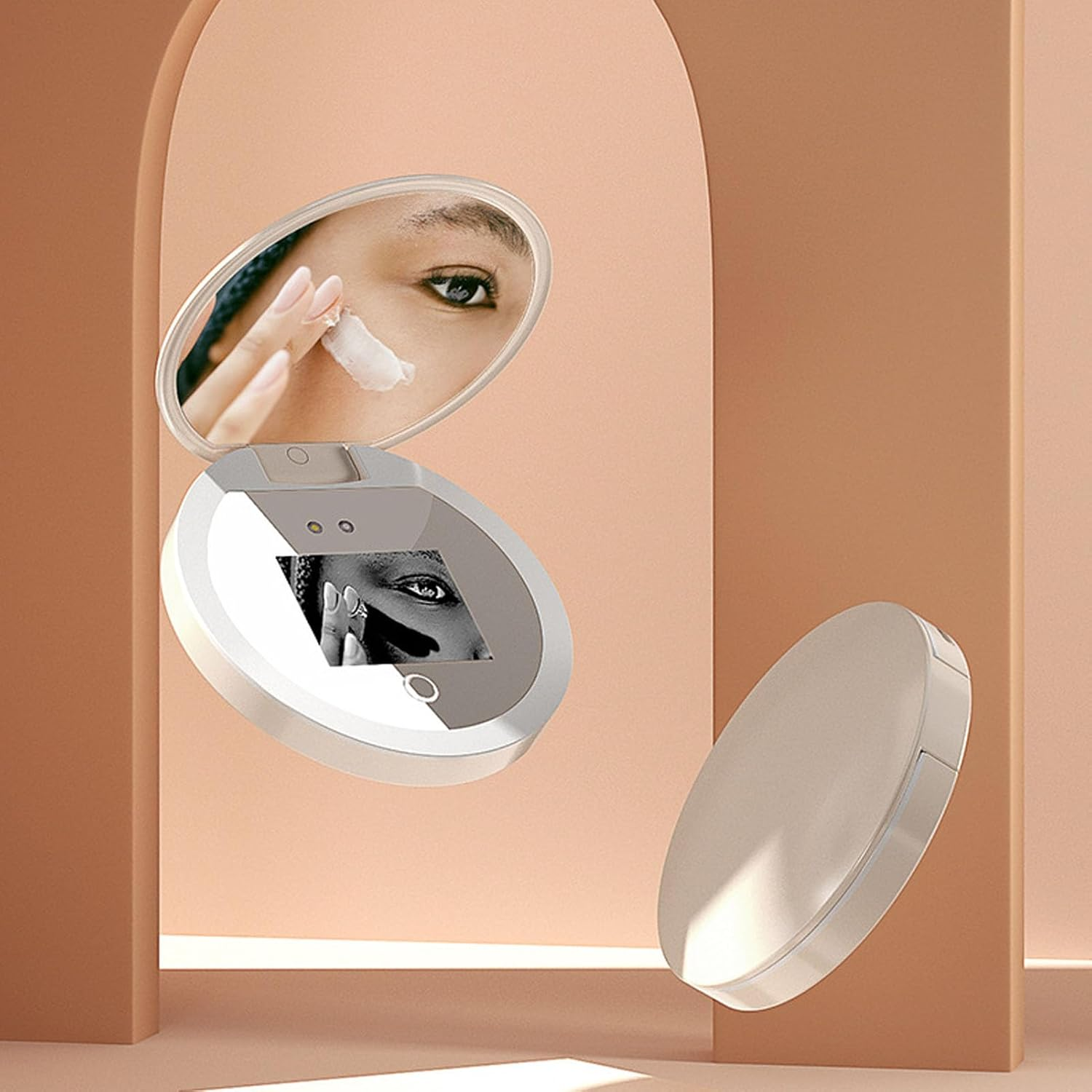 Travel Compact LED Mirror 3.5 Inch with Light, Double Sided Pocket Mirror for Travel 2X Magnification image number 5