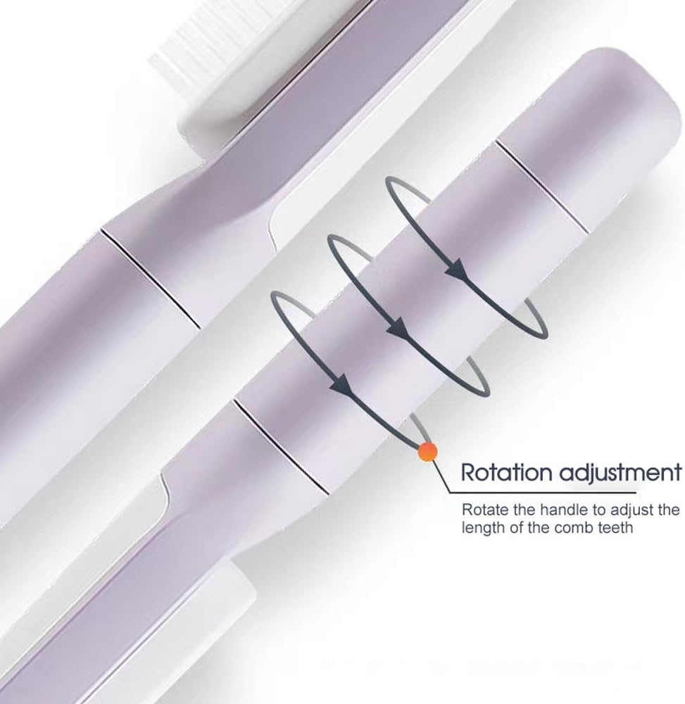 LEDON Rotating Lift Hair Comb - One-Button Cleaning Women Telescopic Massage Comb with Air Cushion, Anti-Static & Tangle-Free Design for Smooth Detangling & Styling (Purple) image number 3