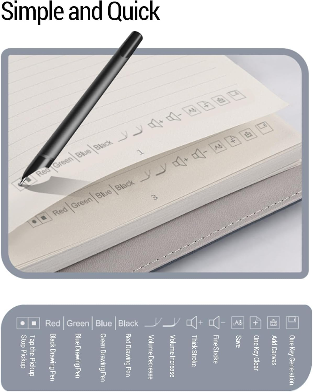 3 in 1 Digital Notebook with Smart Pen, Bluetooth Paper OCR Digital Pen, Real-Time Sync for Digitizing, Convert to Text, Storing, and Sharing Paper Notes (Black) image number 4