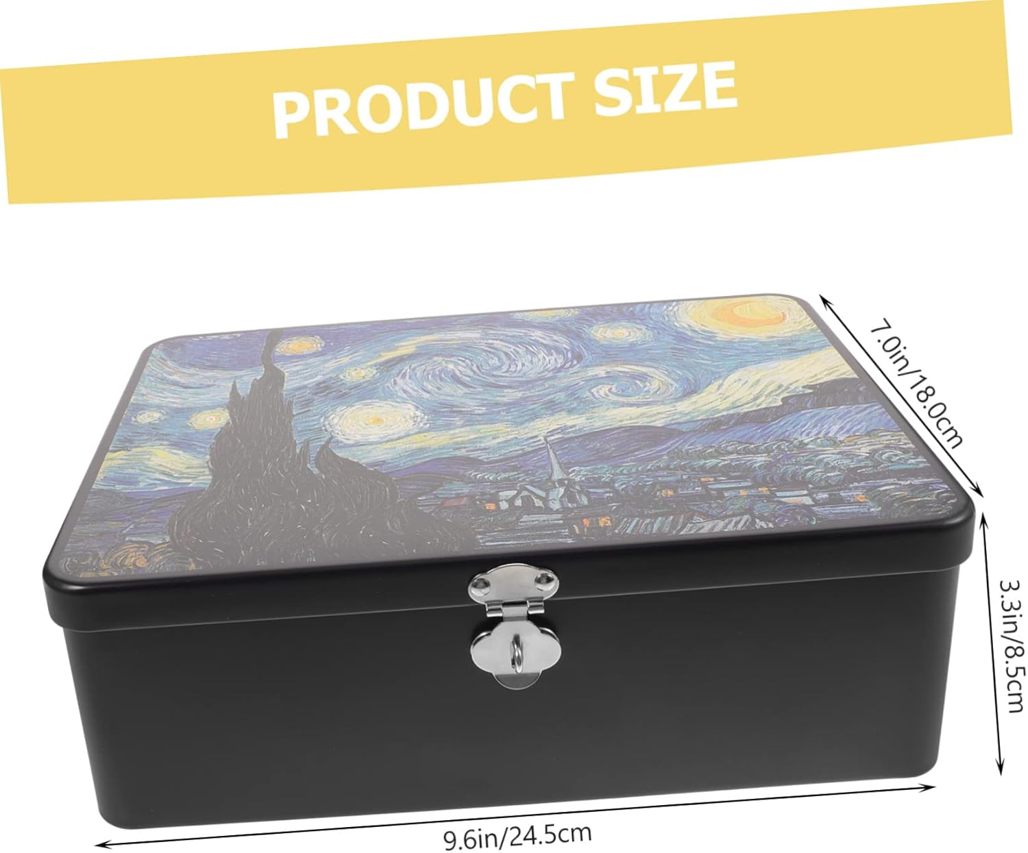 Vintage Large Tinplate Storage Box Lock Metal Organizer Decorative Storage Container Suitable for Home Desktop Jewelry and Keepsakes image number 3