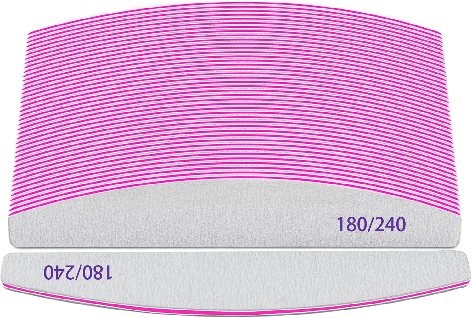 Professional Nail Files, Emery Board Nail File for Natural Nails 100/180/240 Grit Nail Files for Acrylic Nails 12Pcs Fine Grit Nail File Manicure Tools Coarse Fingernail Files (180/240 Grit) image number 4