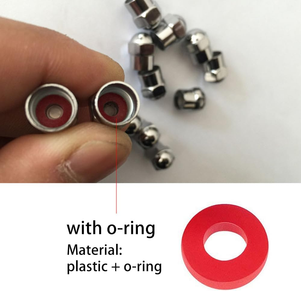 20Pcs Chrome Hexagon Tyre Valve Dust Caps Plastics Dome Metal Valve with Red O-Ring Rubber Seal for Motorcycle Cars Bicycles Trucks Scooter SUV Van,Plastics Tire Valve Caps image number 3