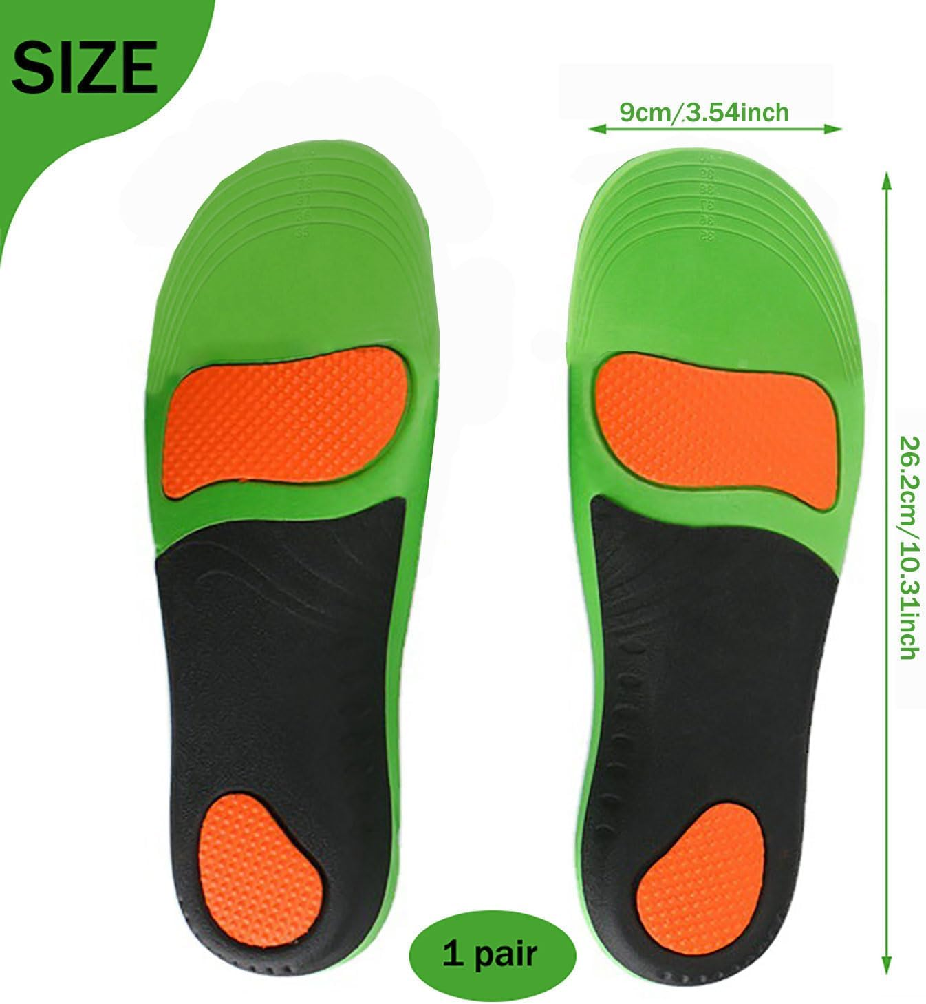 1Pair Arch Support Insoles, High Arch Support Orthotic Insoles, Shoe Insoles Men Women, Plantar Fasciitis Relief, Orthotic Sports Insole, Arch Support Inserts for Flat Feet Heel Pain Spurs（35-40） image number 1