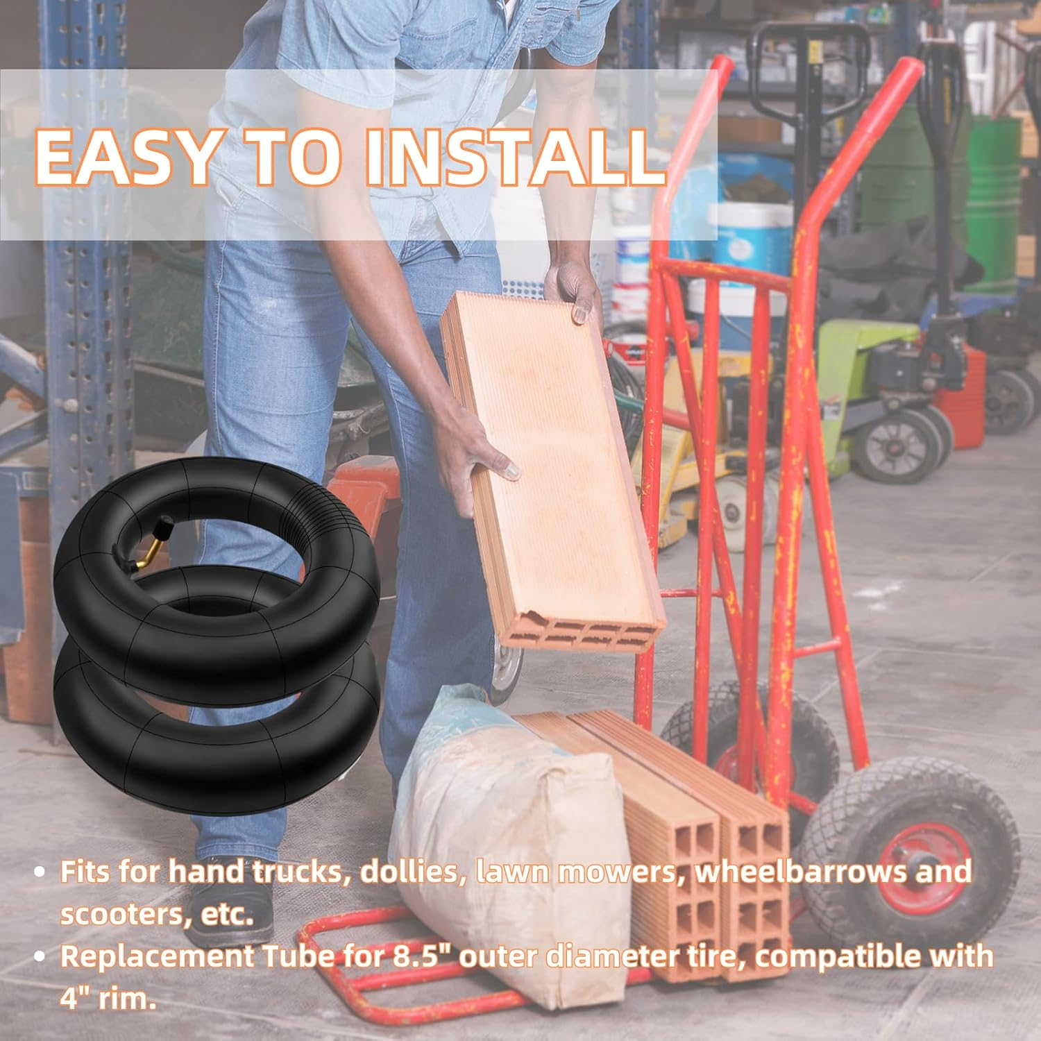 2 Pack 2.80/2.50-4 Inner Tube 280/250-4 2.80-4 2.50-4 280-4 250-4 Tire with Bent Valve Stem for Wheelbarrows, Scooters, Hand Trucks, Lawn Mowers, Dollies